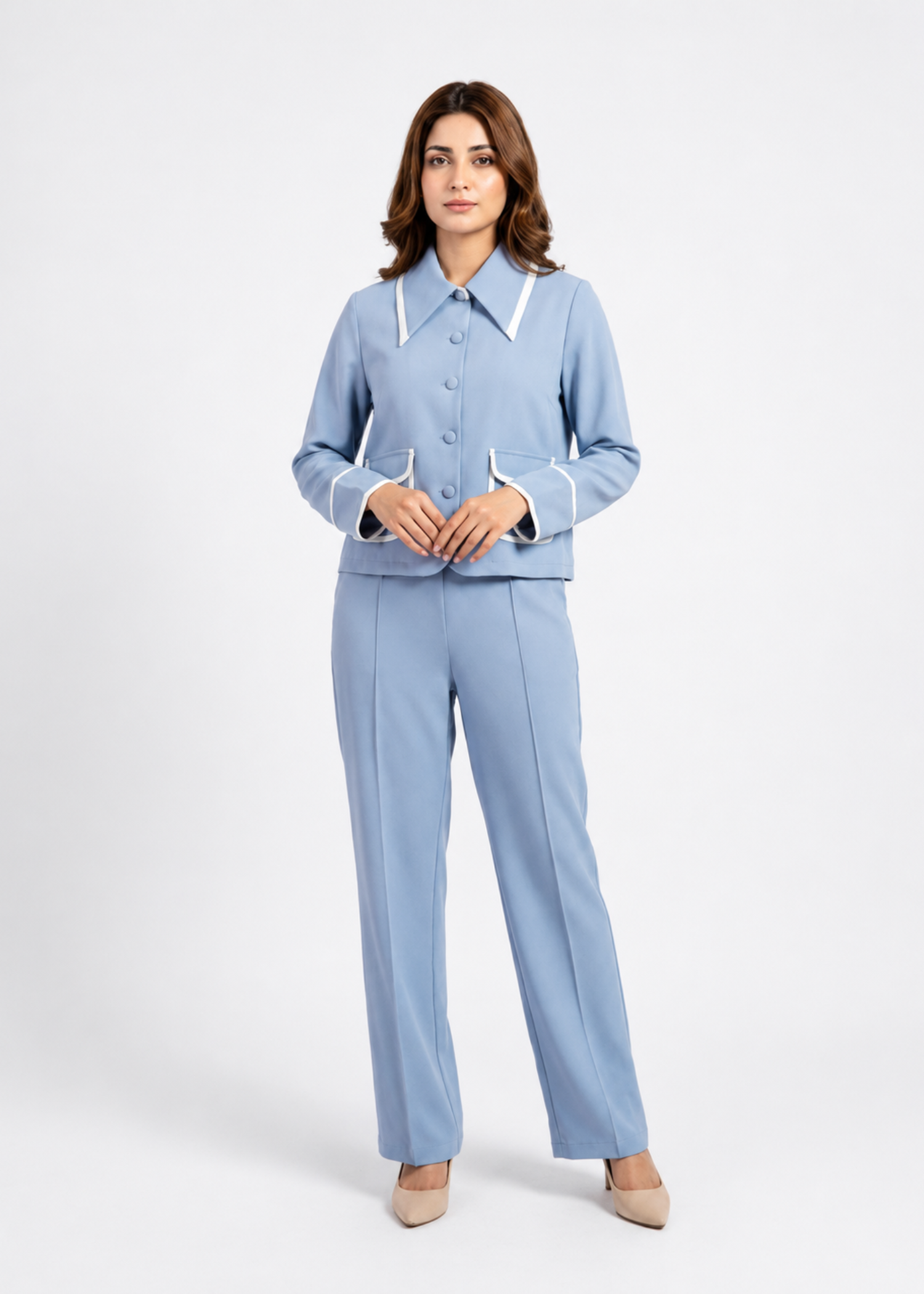 crepe Co Ord Sets in Cloud blue