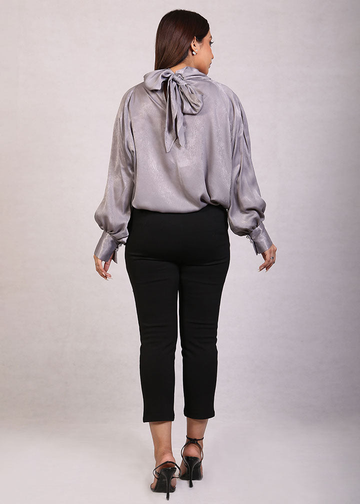 velvet Blouse in Grey