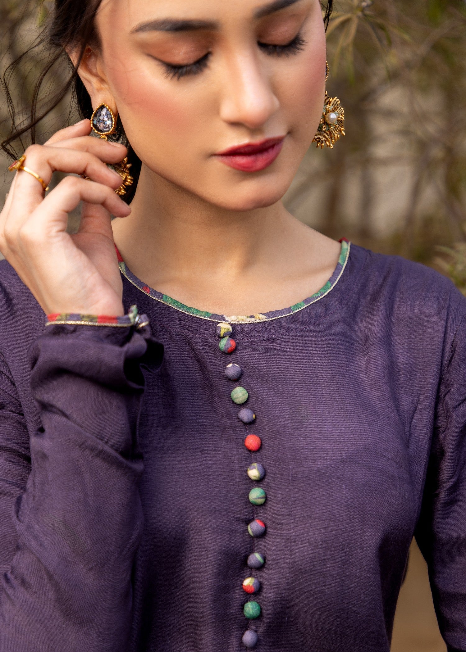 cotton voile Kurta Set in Multi