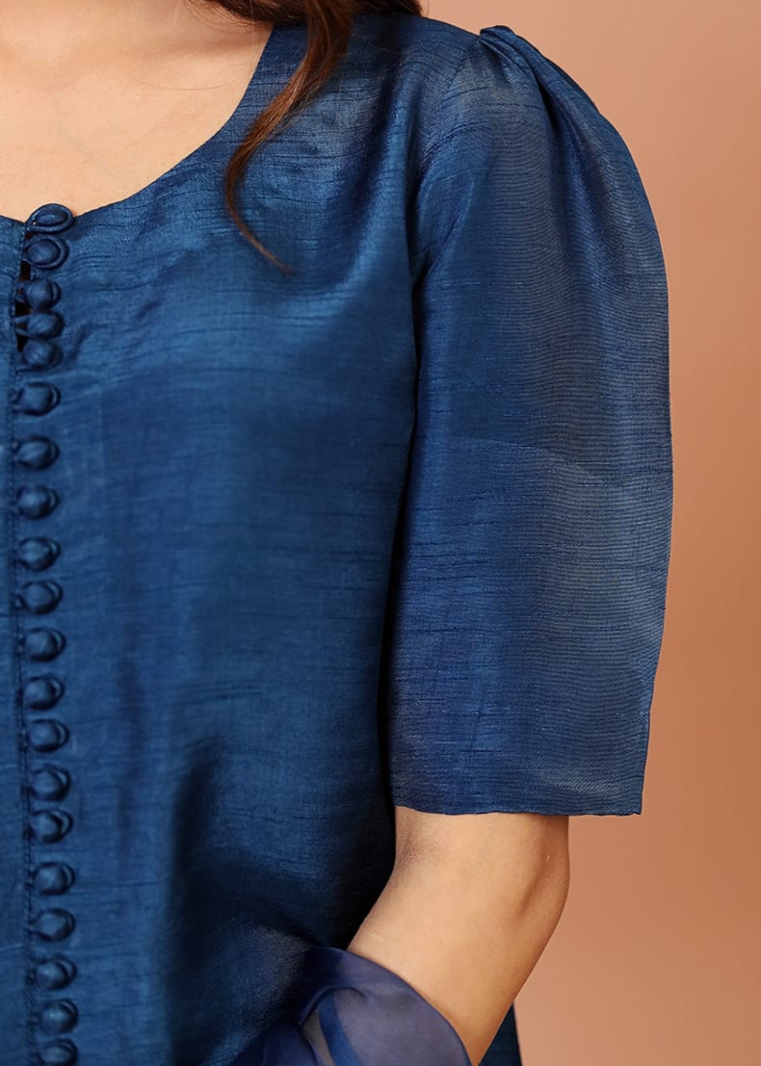 pk raw silk Kurta Set in Cobalt blue