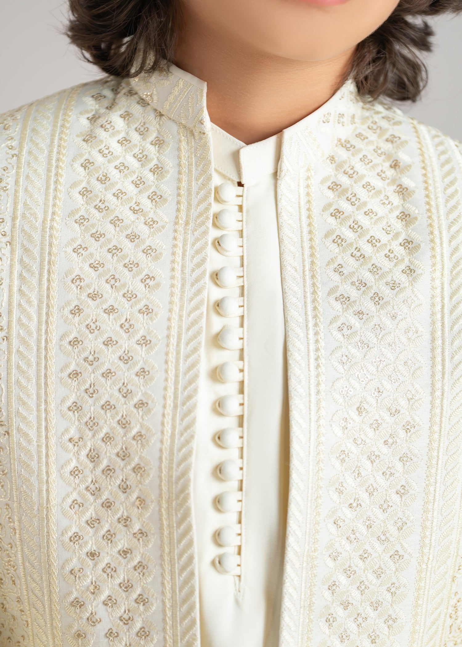 raw silk Prince Coat in Cream