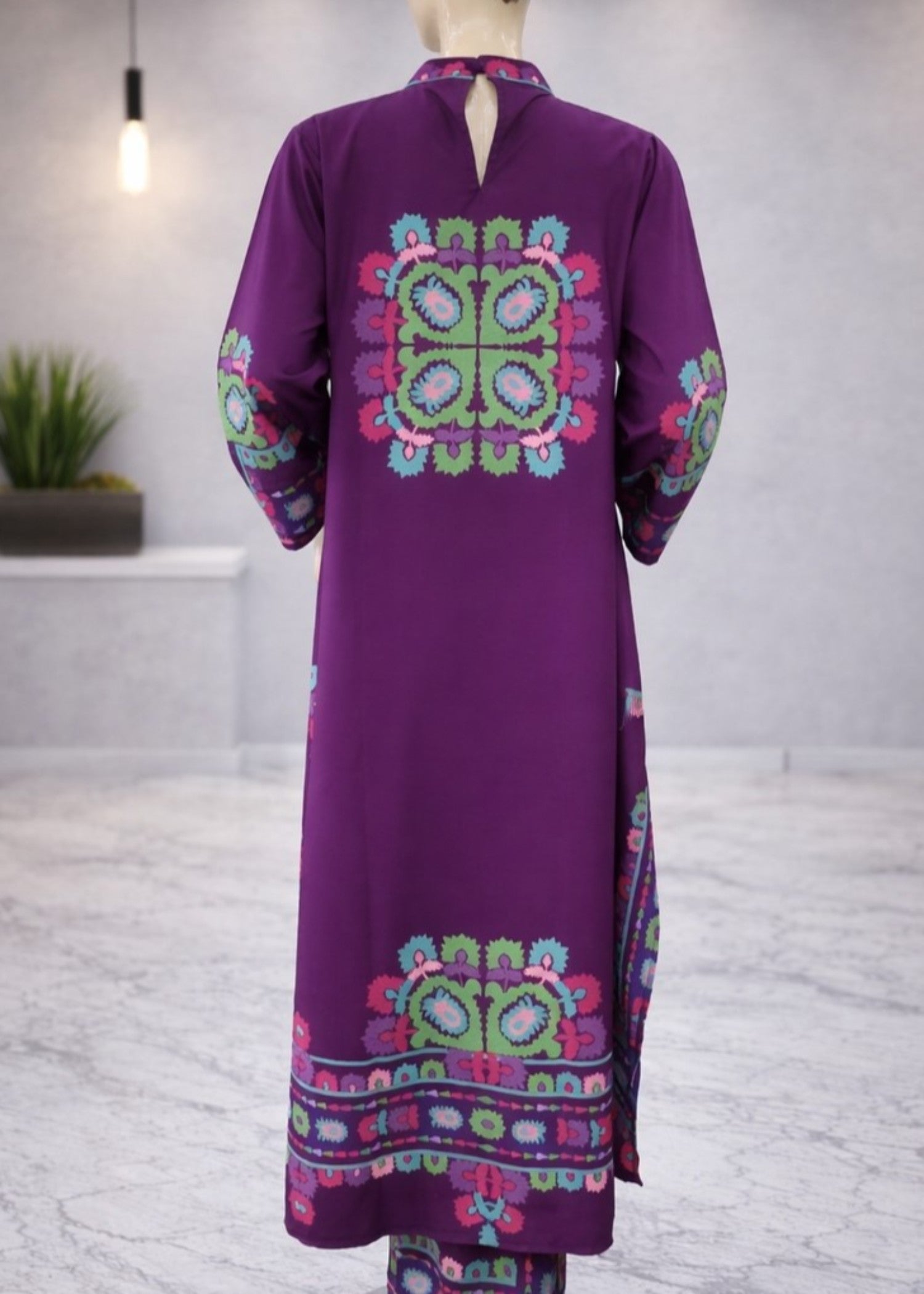 crepe Kurta Set in Purple