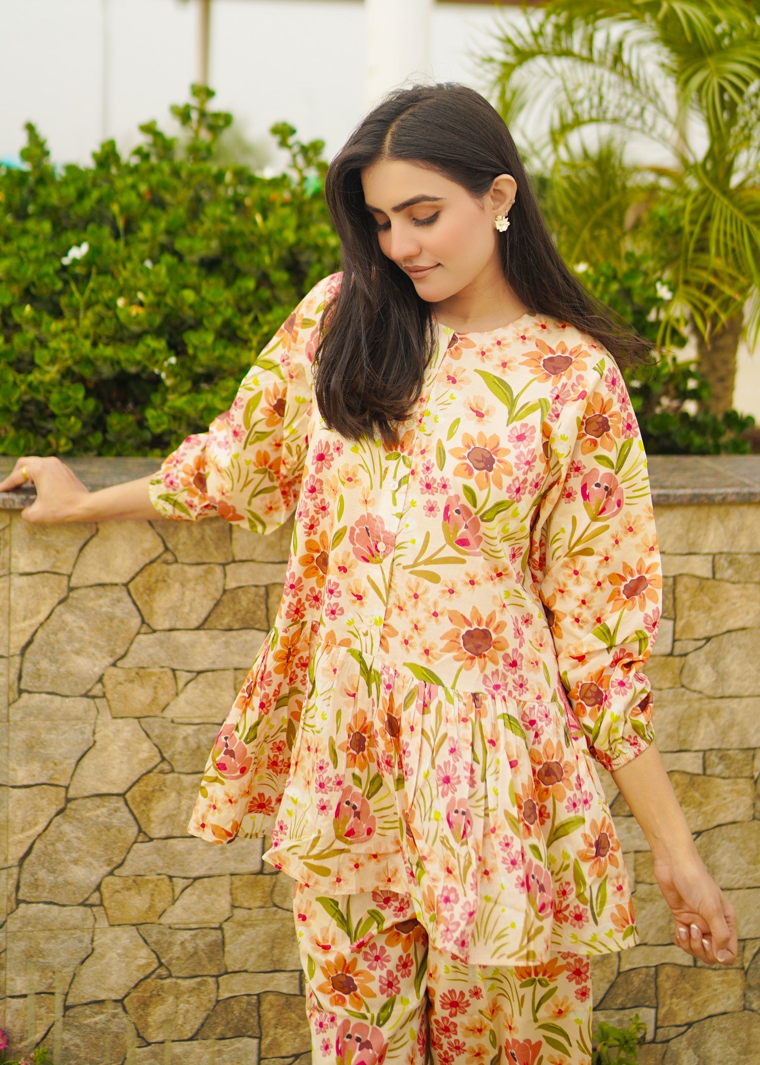pure cotton Co Ord Sets in Peach pink
