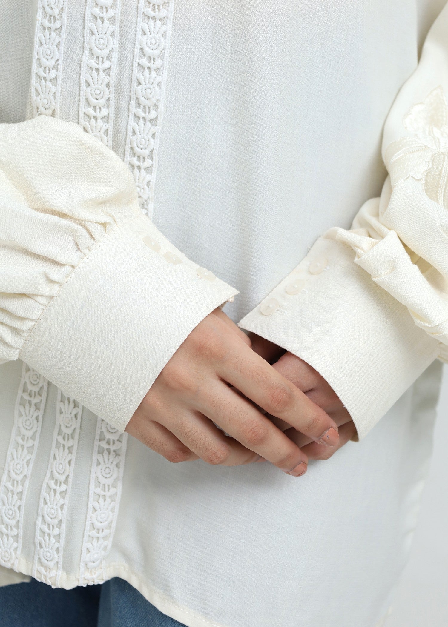 cotton linen Top in Ivory