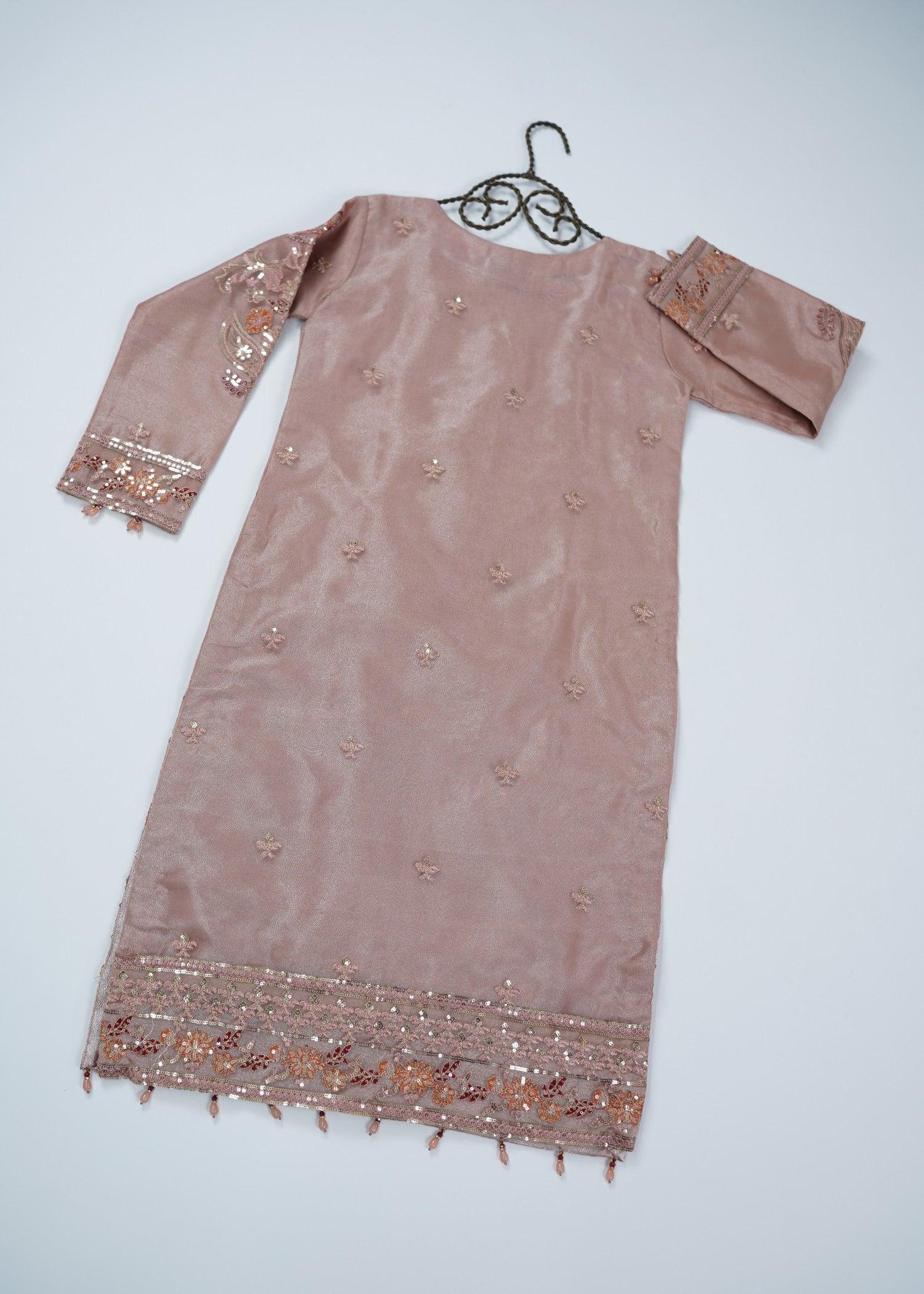 organza Kurta Set in Petal pink
