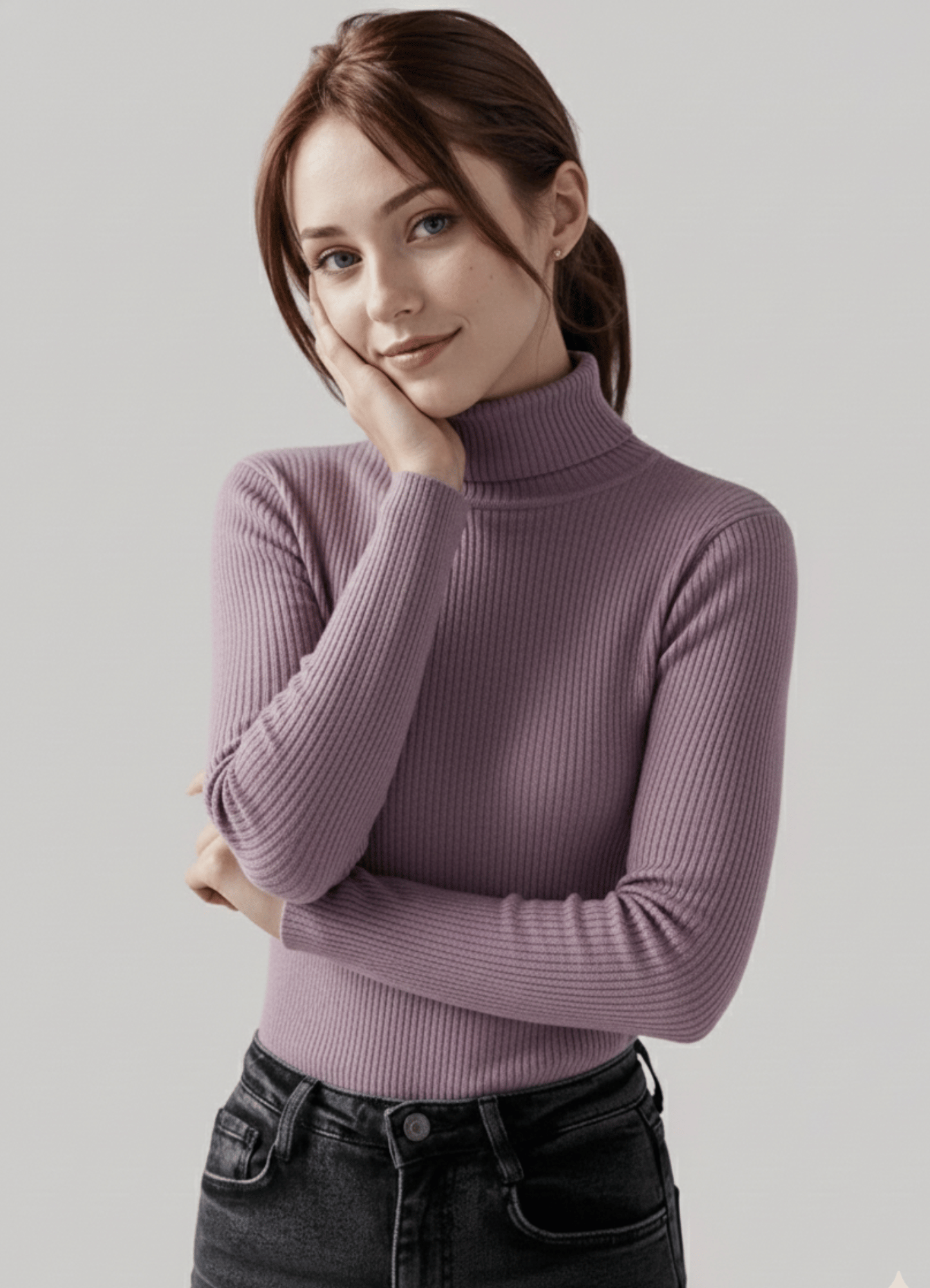 jersey knit Turtle Neck in Lilac