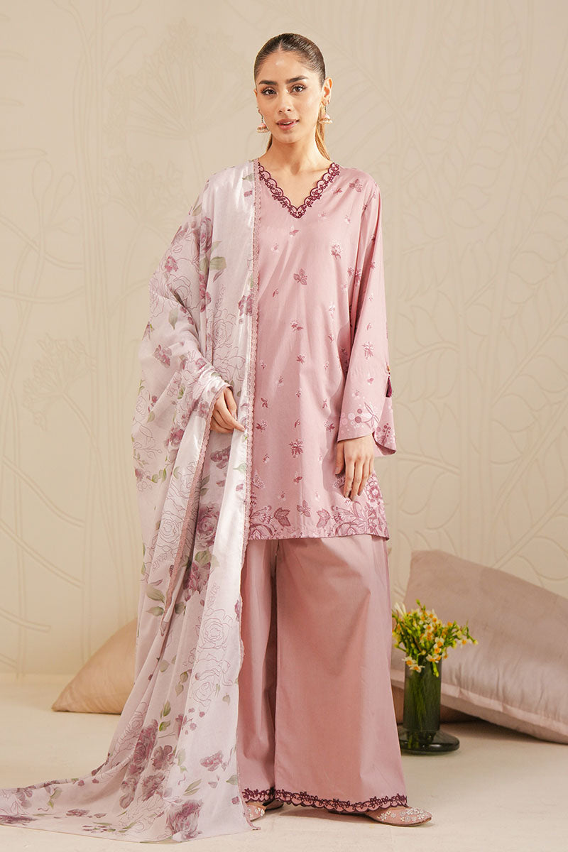 lawn Unstitched in Mauve pink