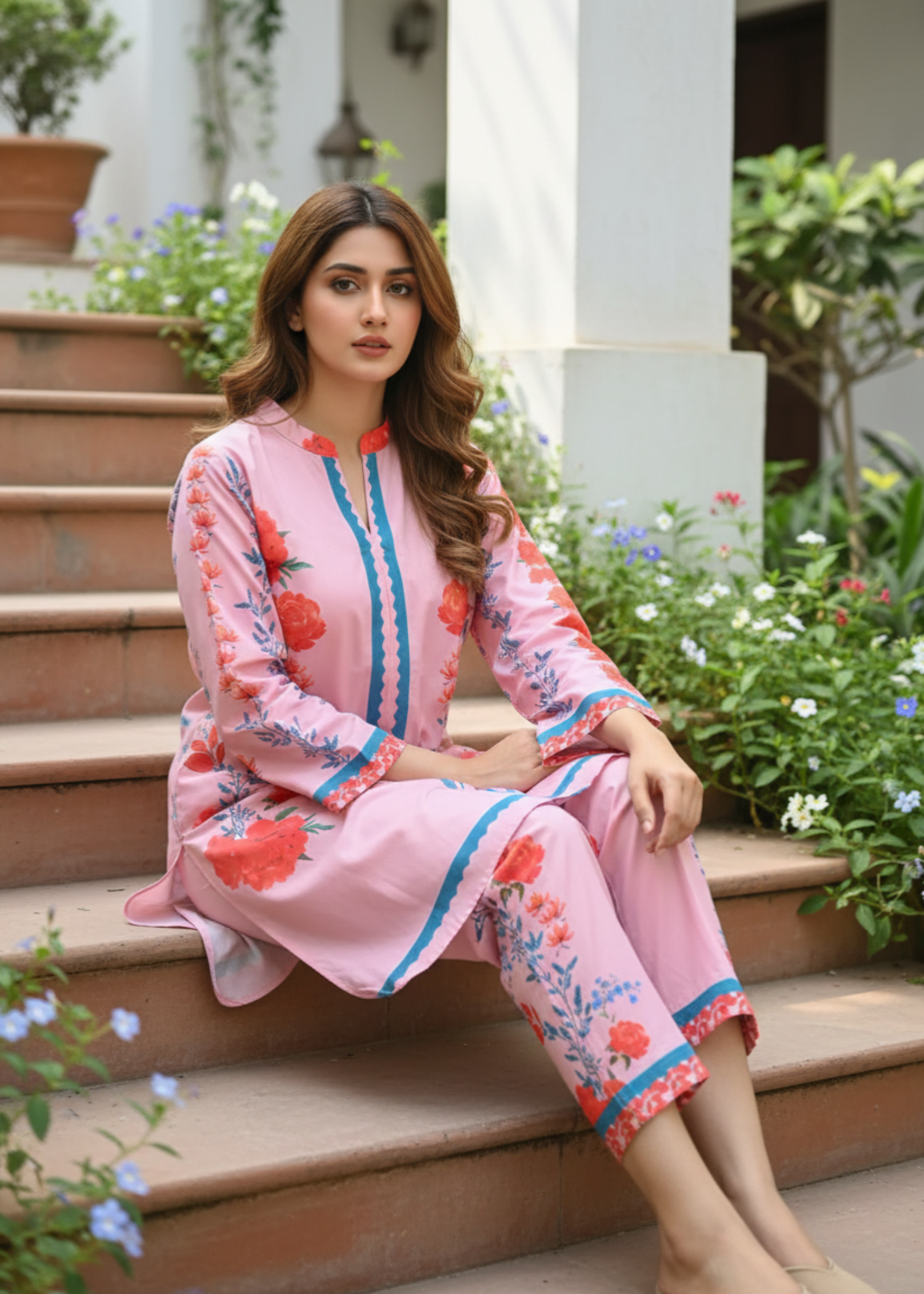 cotton crepe Co Ord Sets in Bubblegum pink