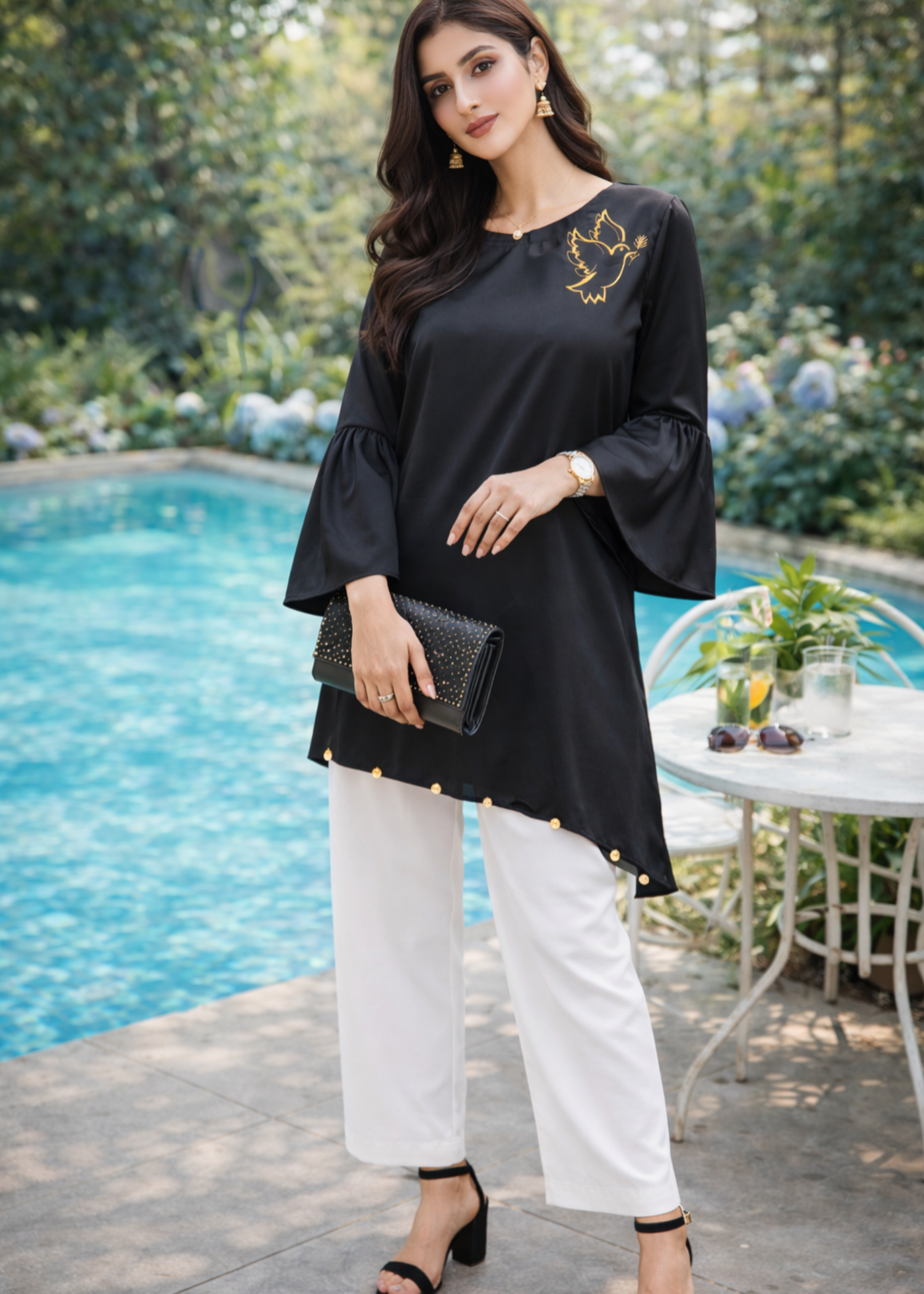 silk Tunic in Black