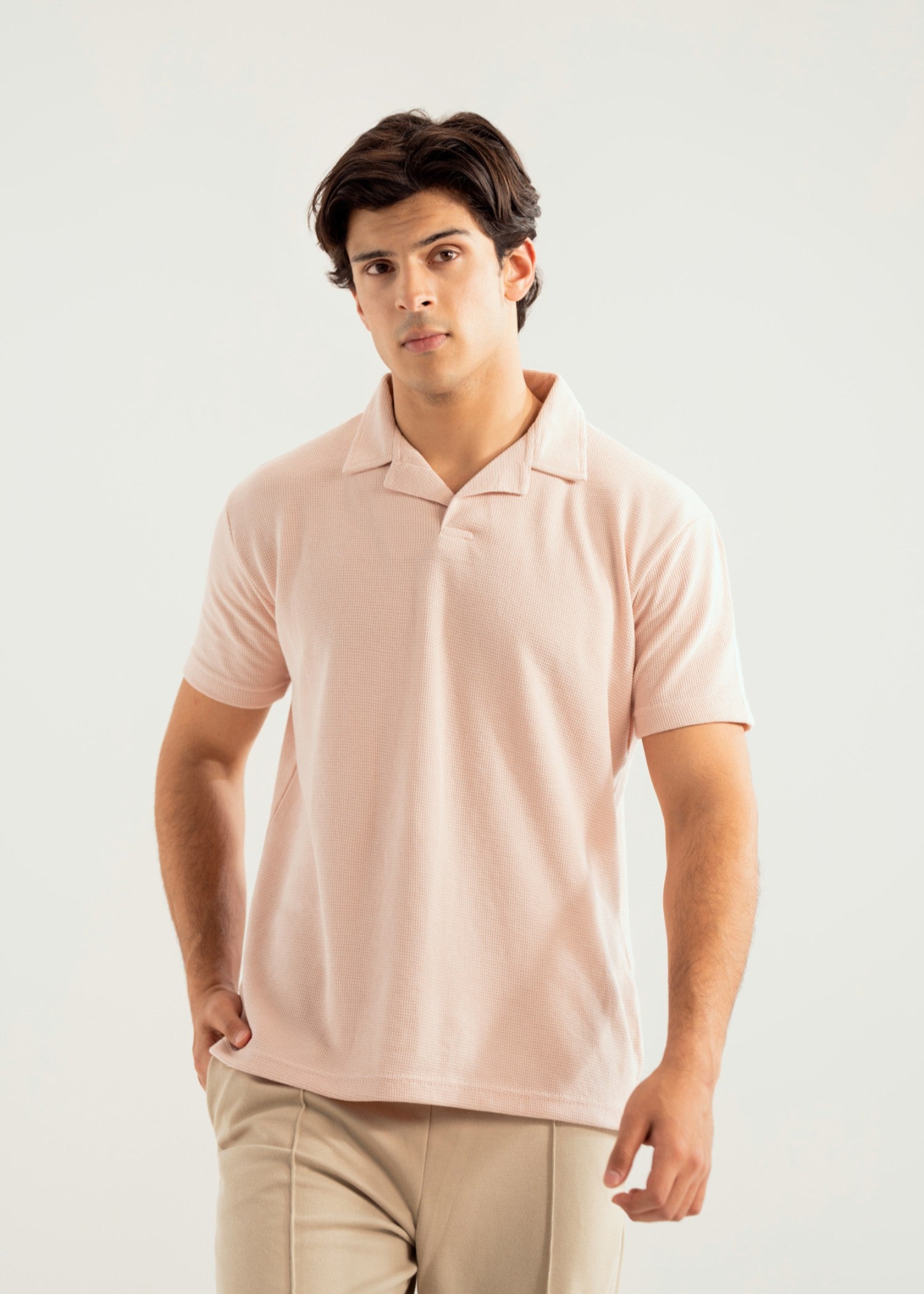 cotton Polo Shirt in Pastel pink