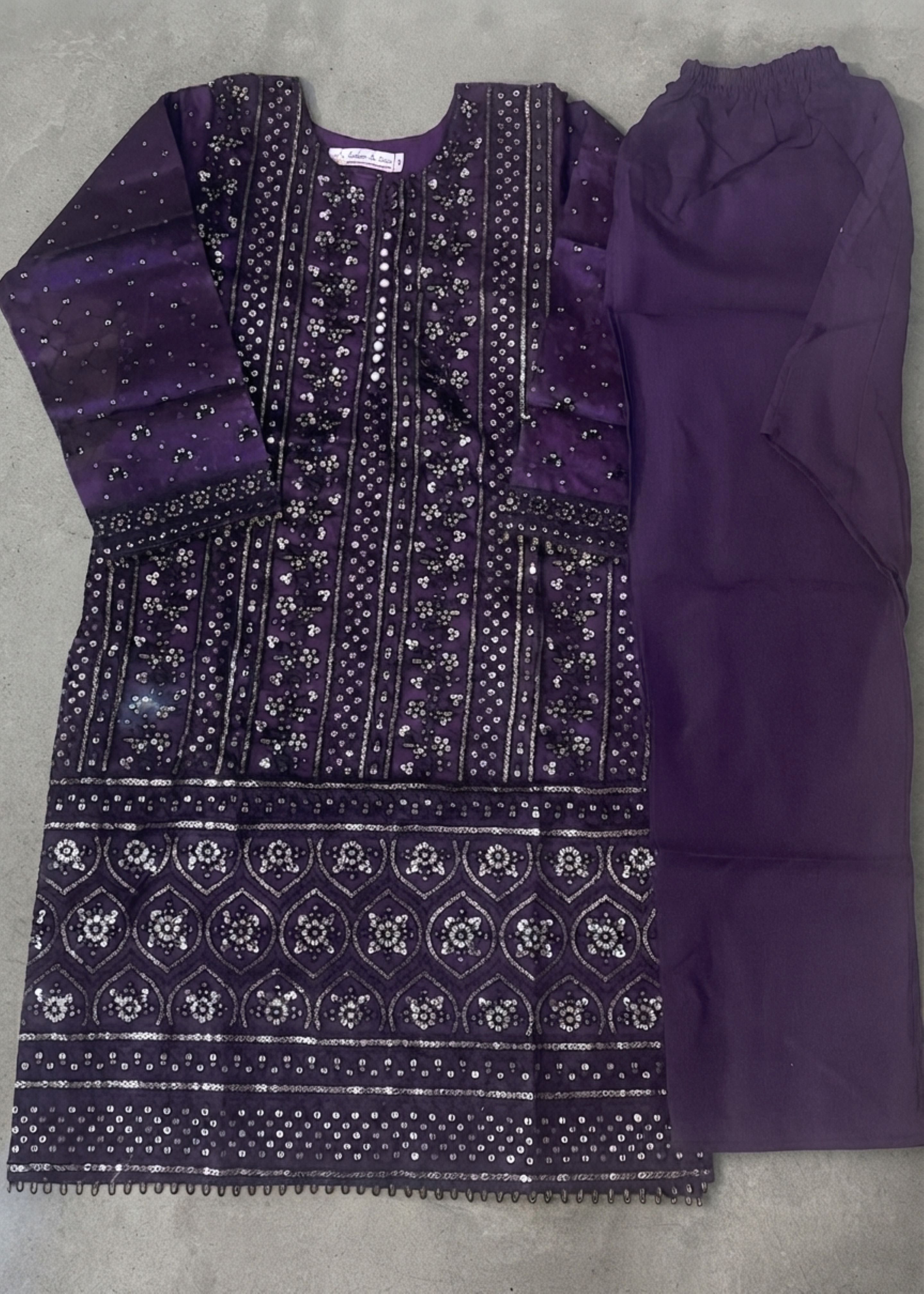 khaddi net Kurta Set in Egg plant