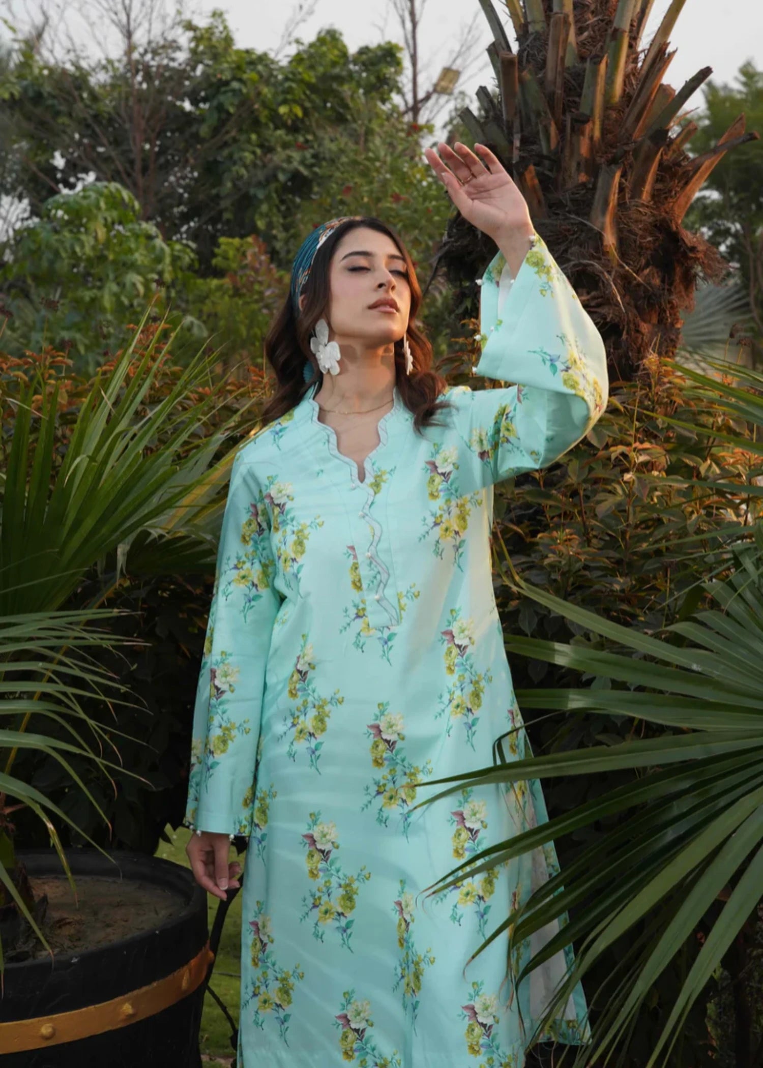 viscose Kurta Set in Aquamarine