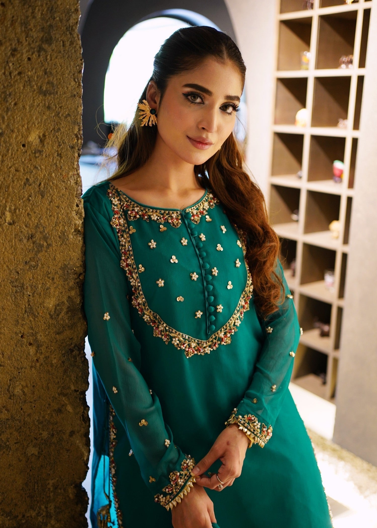 chiffon Sharara in Teal