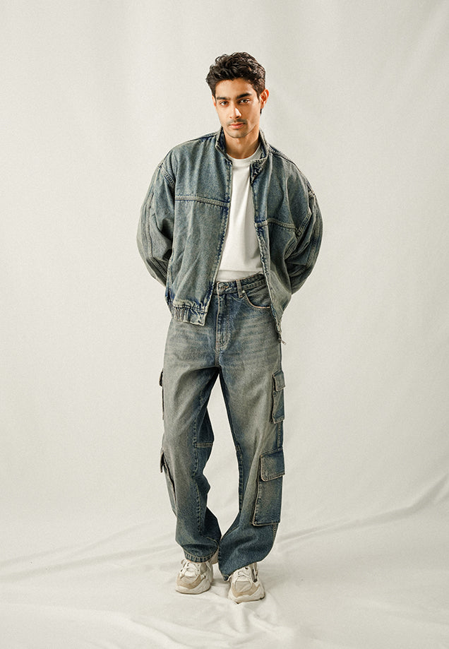 stretch denim Jacket in Blue lagoon