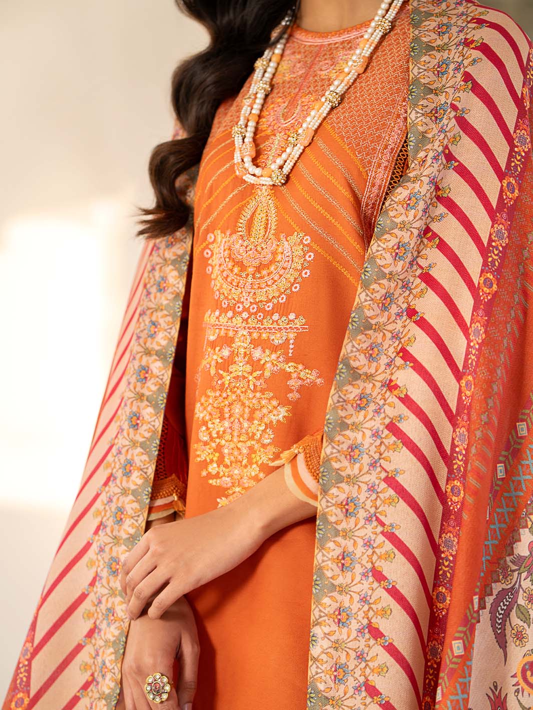 karandi Unstitched in Orange