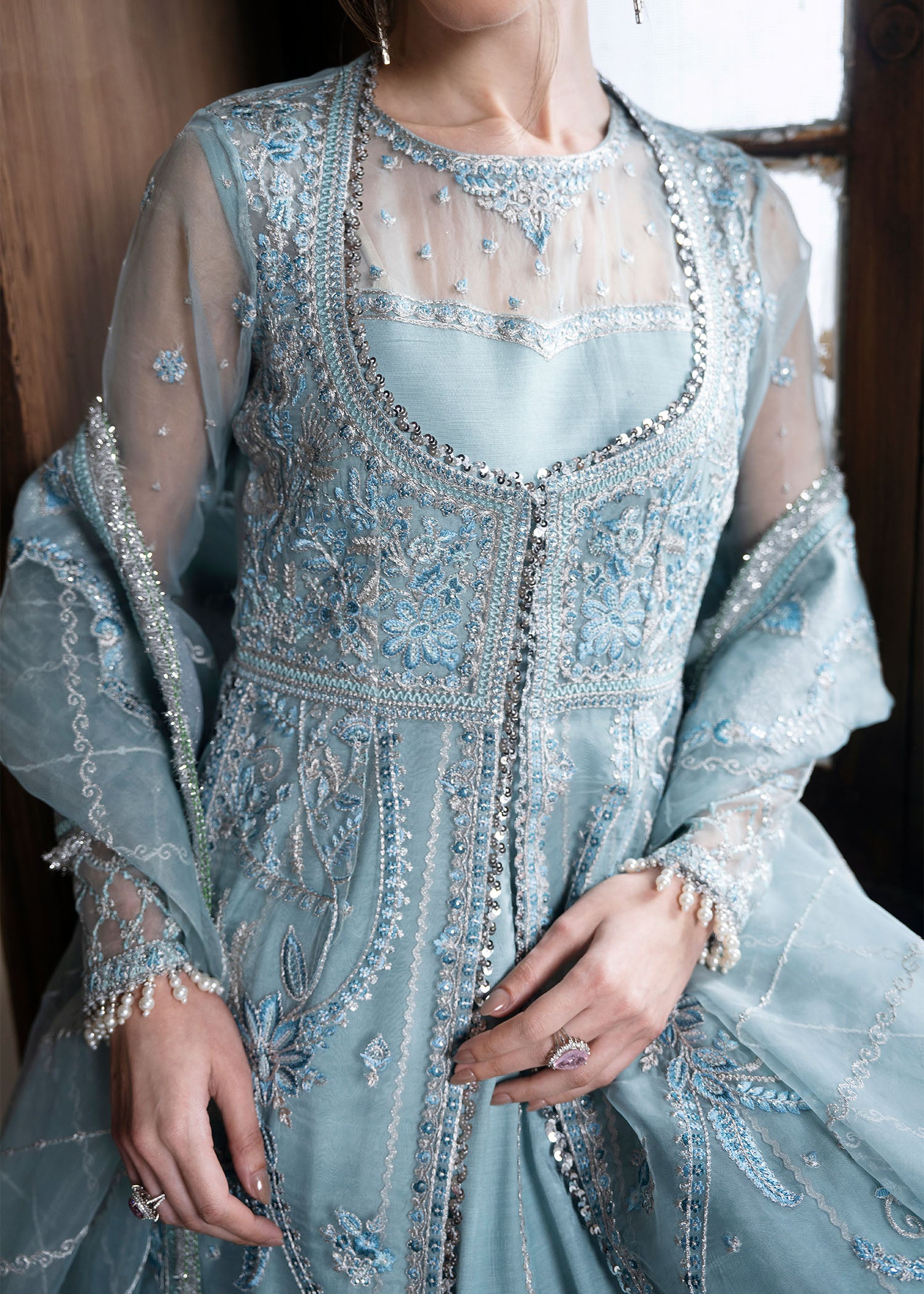 organza Gown in Ice blue