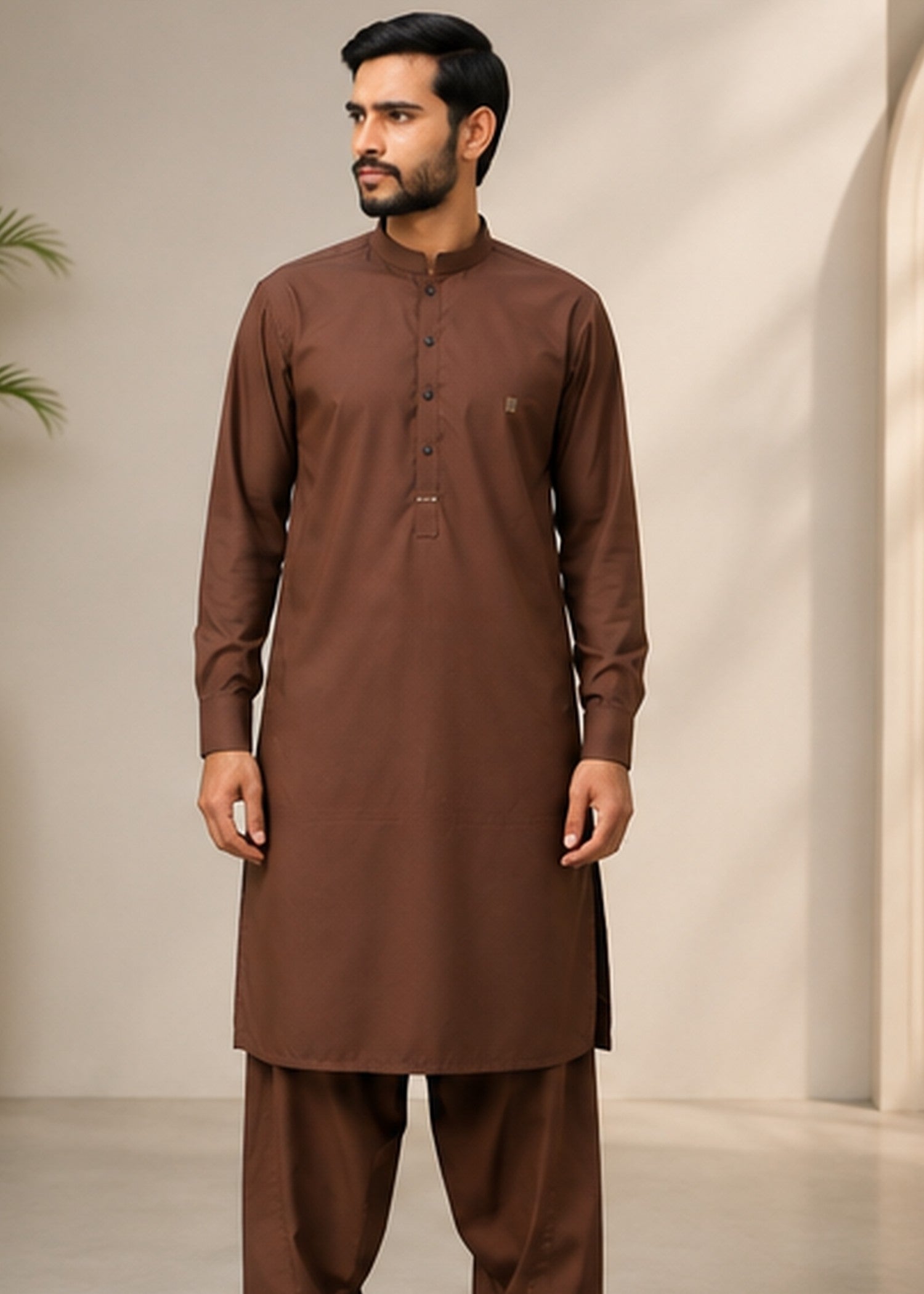 wash & wear Shalwar Kameez in Brown