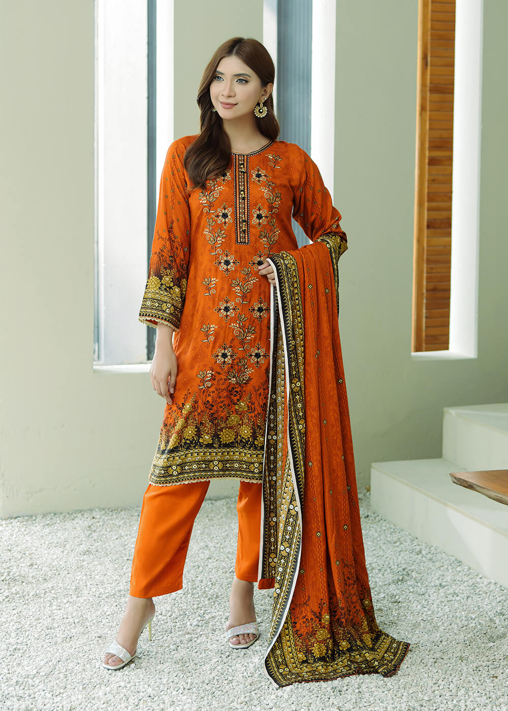 linen Unstitched in Orange