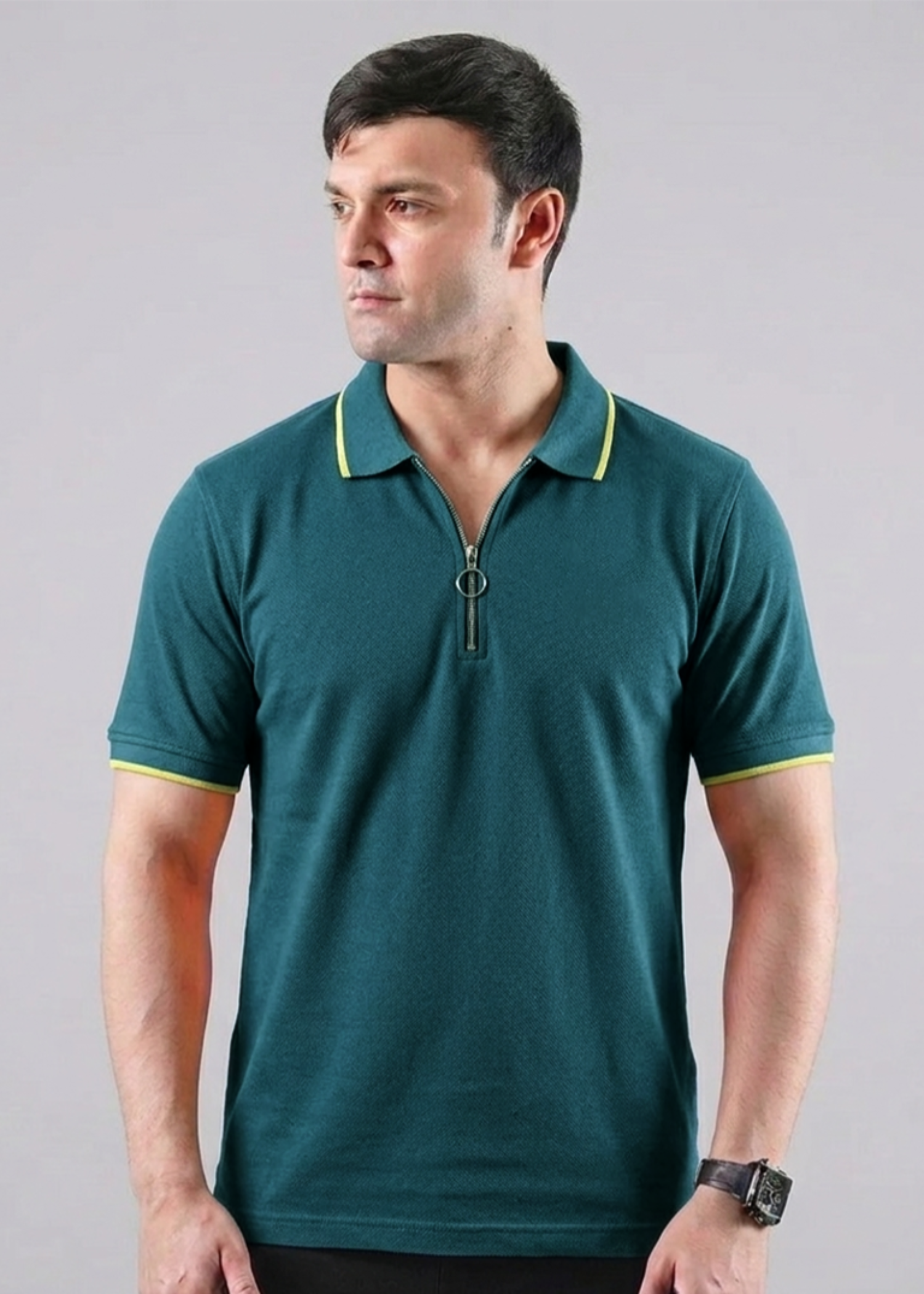 cotton Polo Shirt in Dark cyan