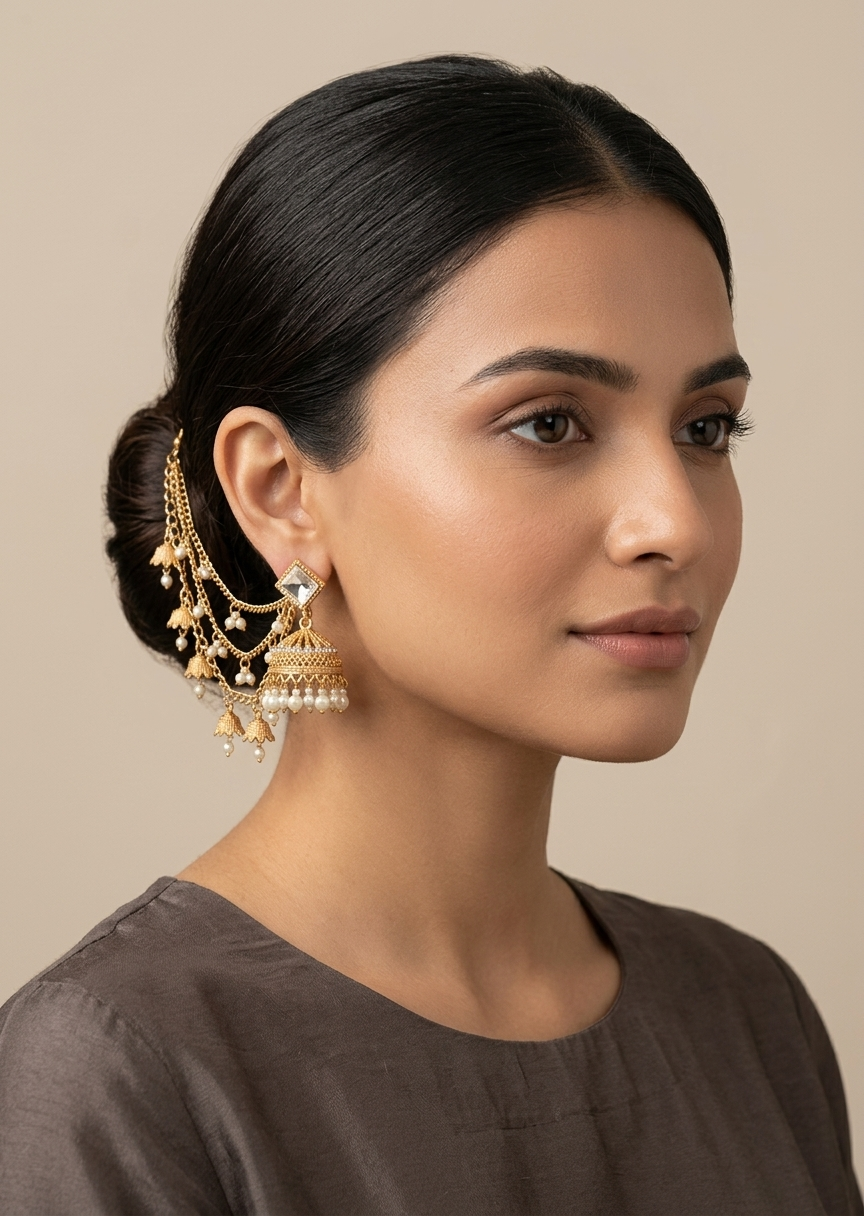 Earrings in Gold, ivory Color by - Trendy Women Earrings BOF8364