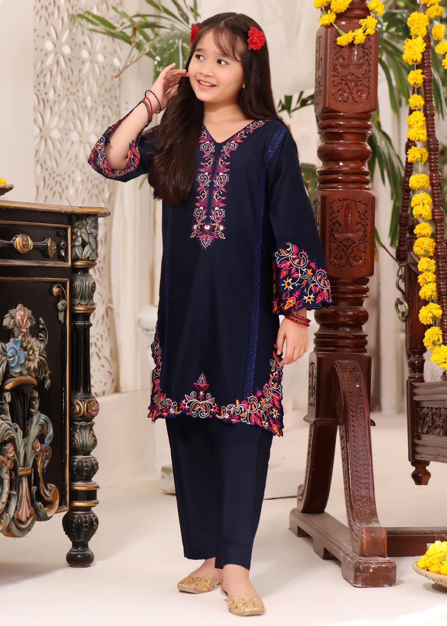 cotton Kurta Set in Dark blue