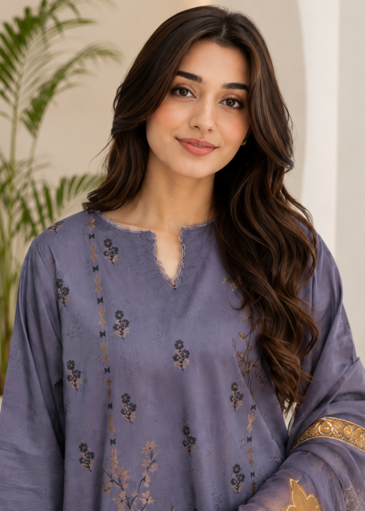 lawn Kurta Set in Grape