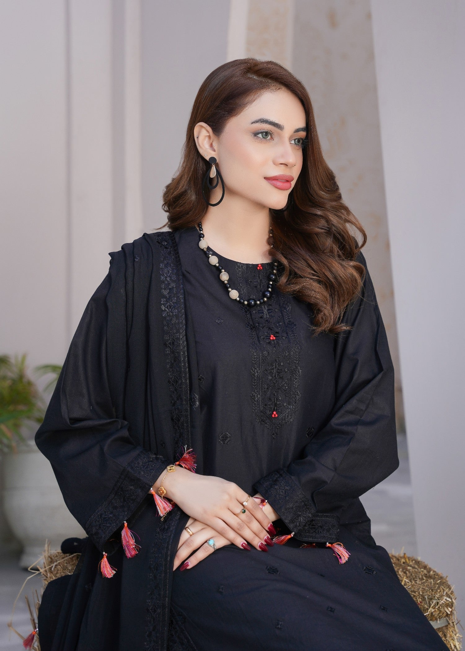 cotton Kurta Set in Black
