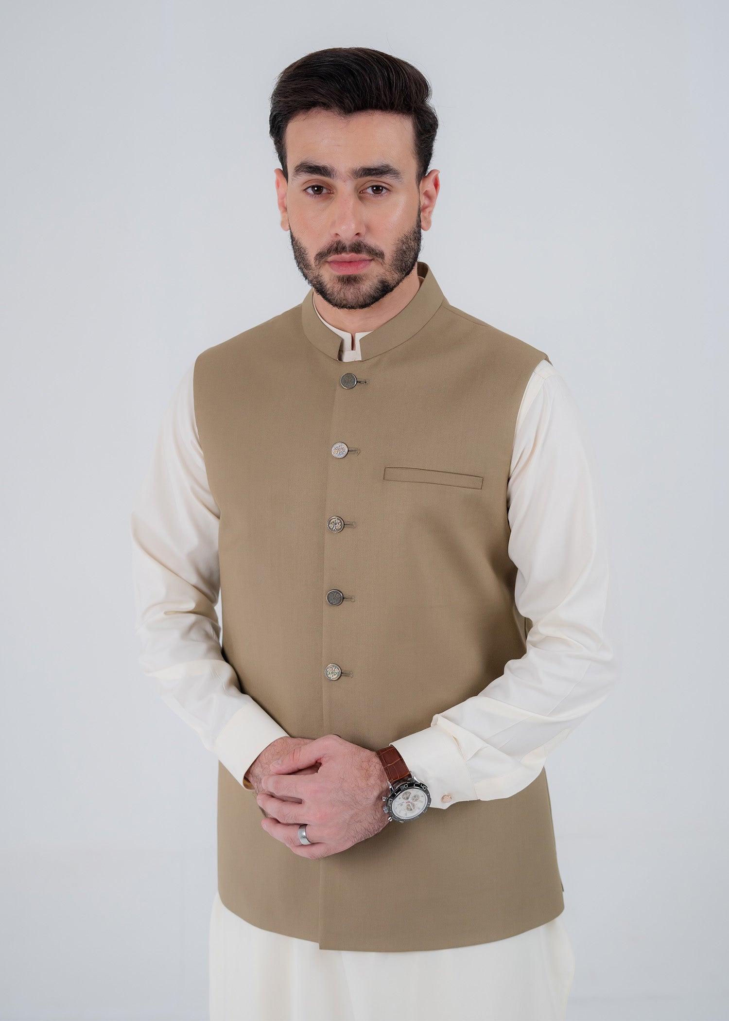 suiting Waistcoat in Beige by Buraq
