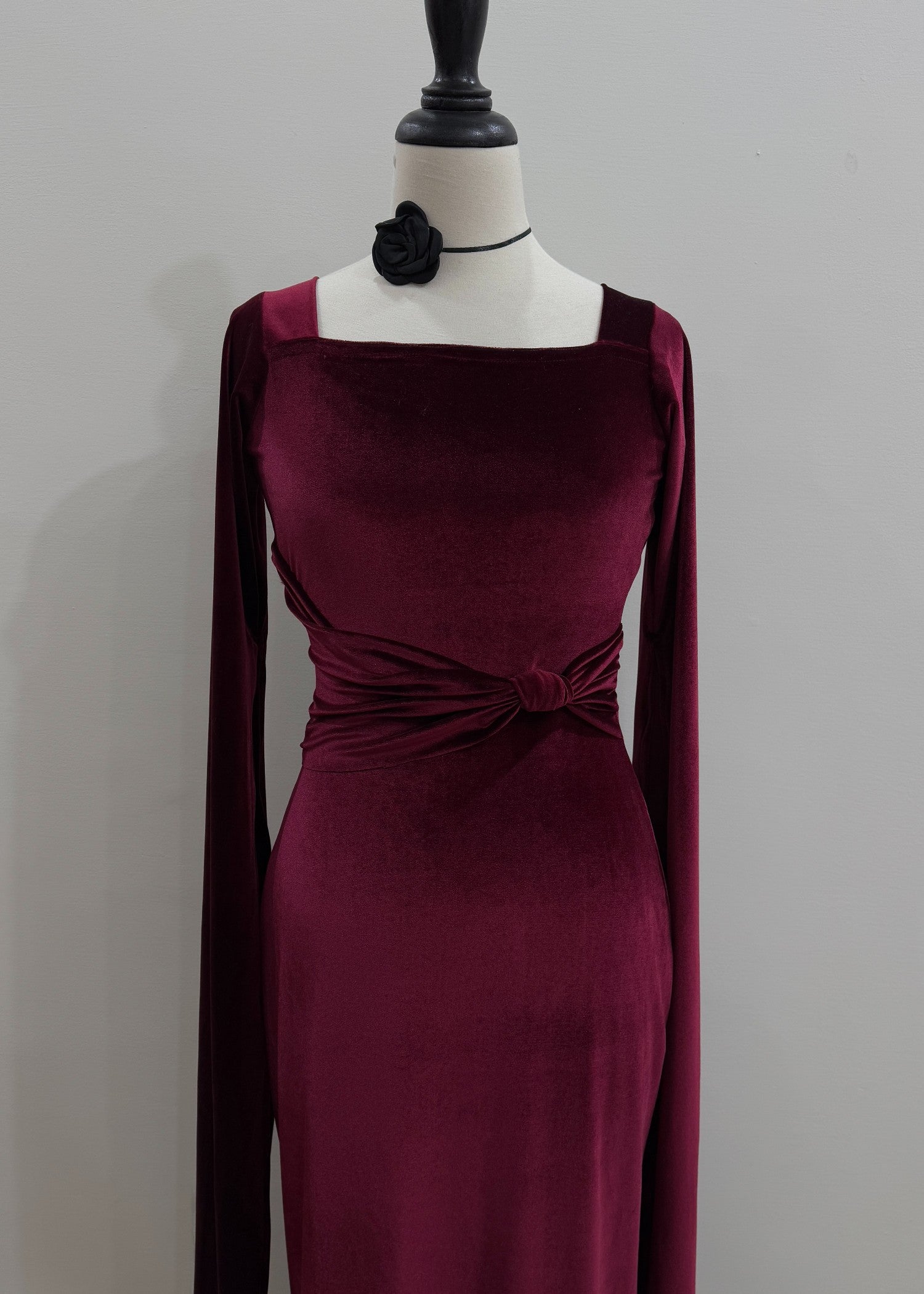 velvet Dress in Burgundy