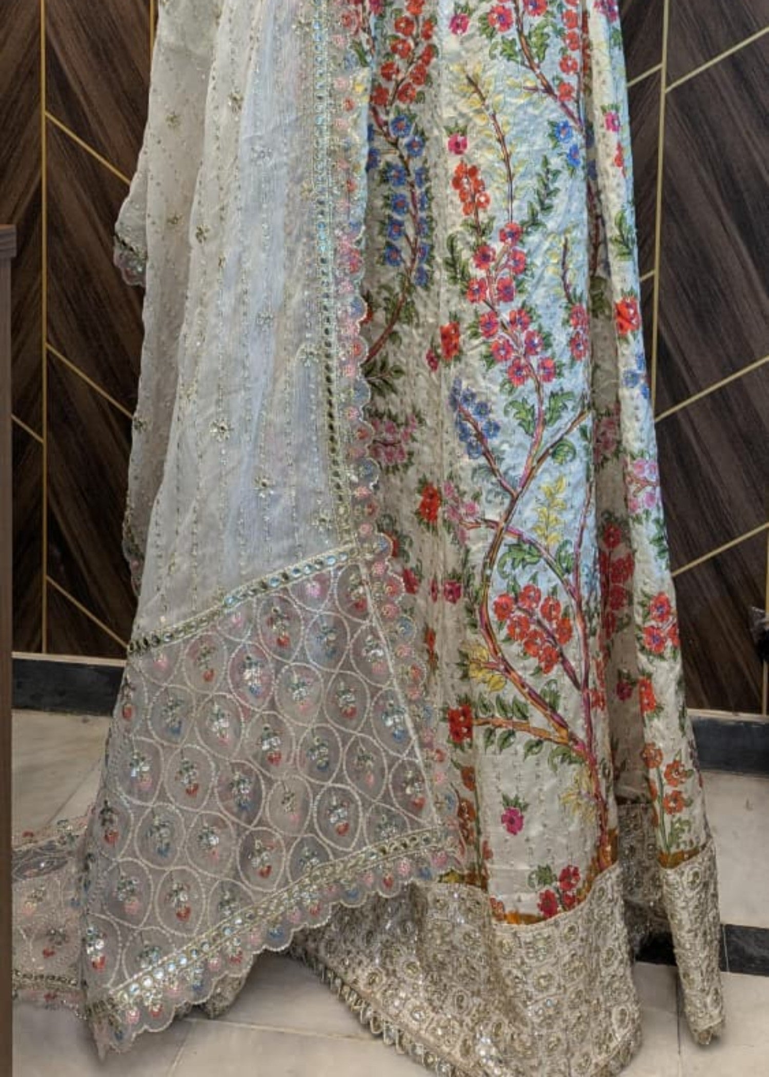 raw silk Lehenga in Off-white