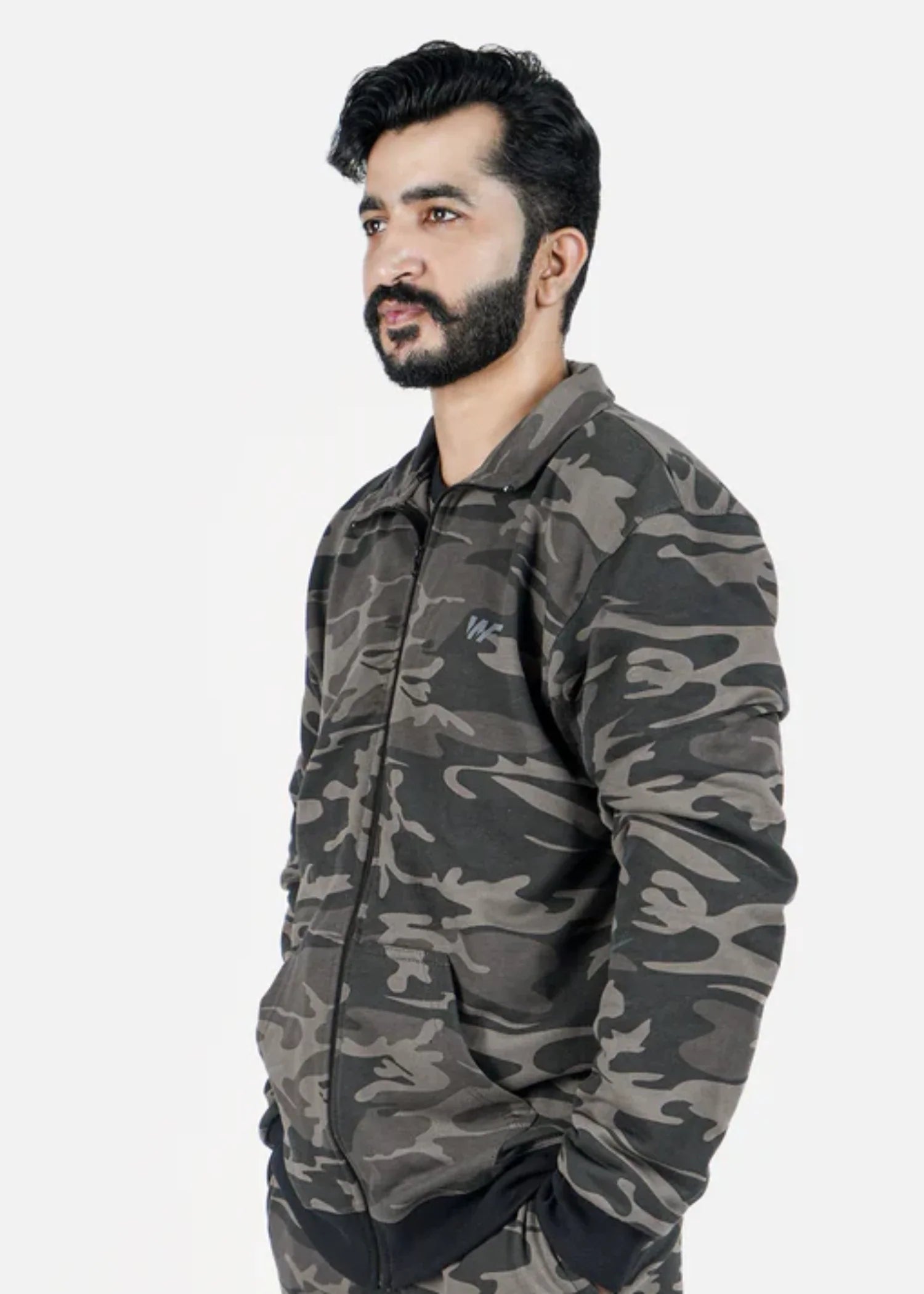 fleece Jacket in Charcoal black