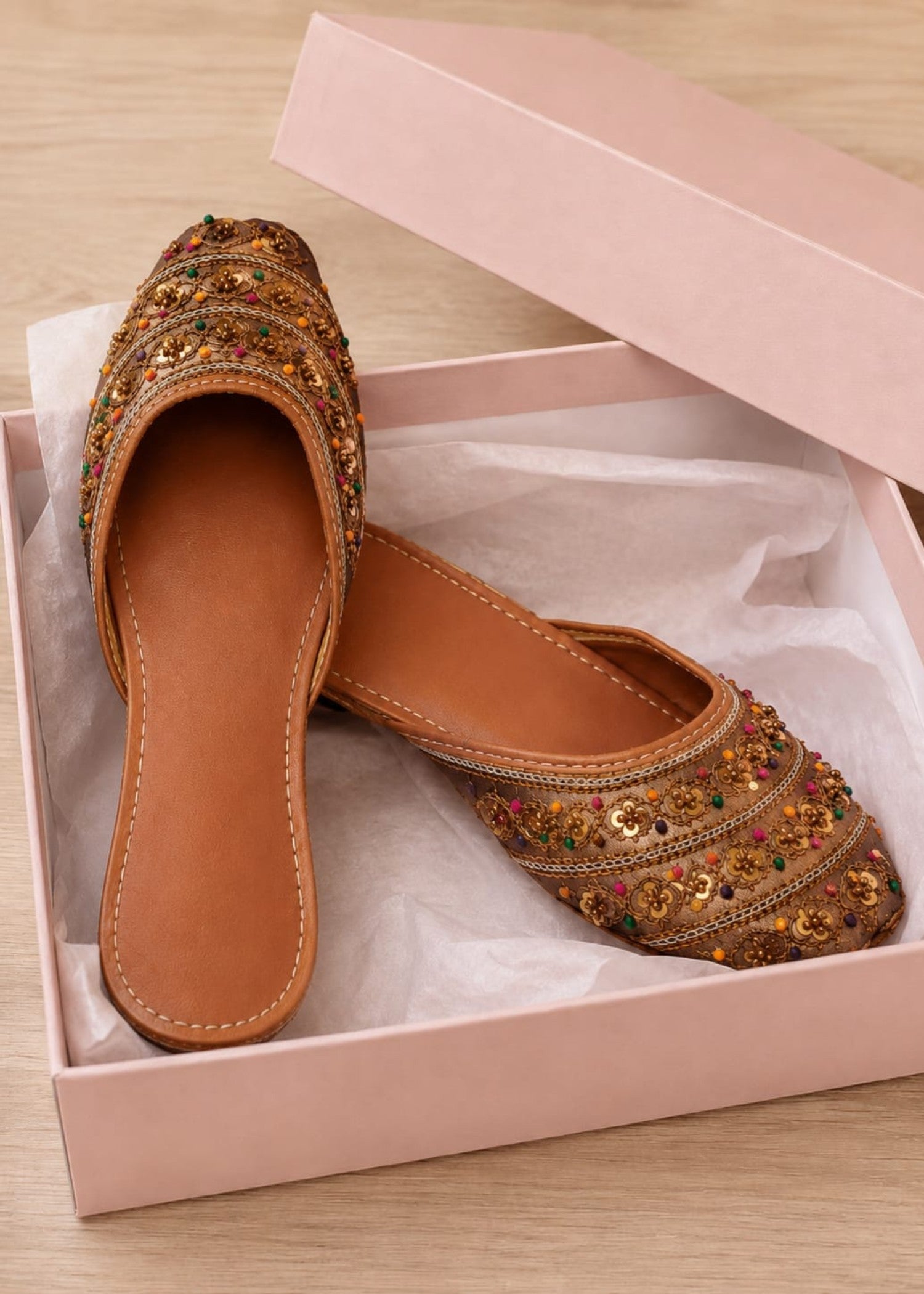 Khussa in Saddle brown by - High Quality Women Khussa INY0410