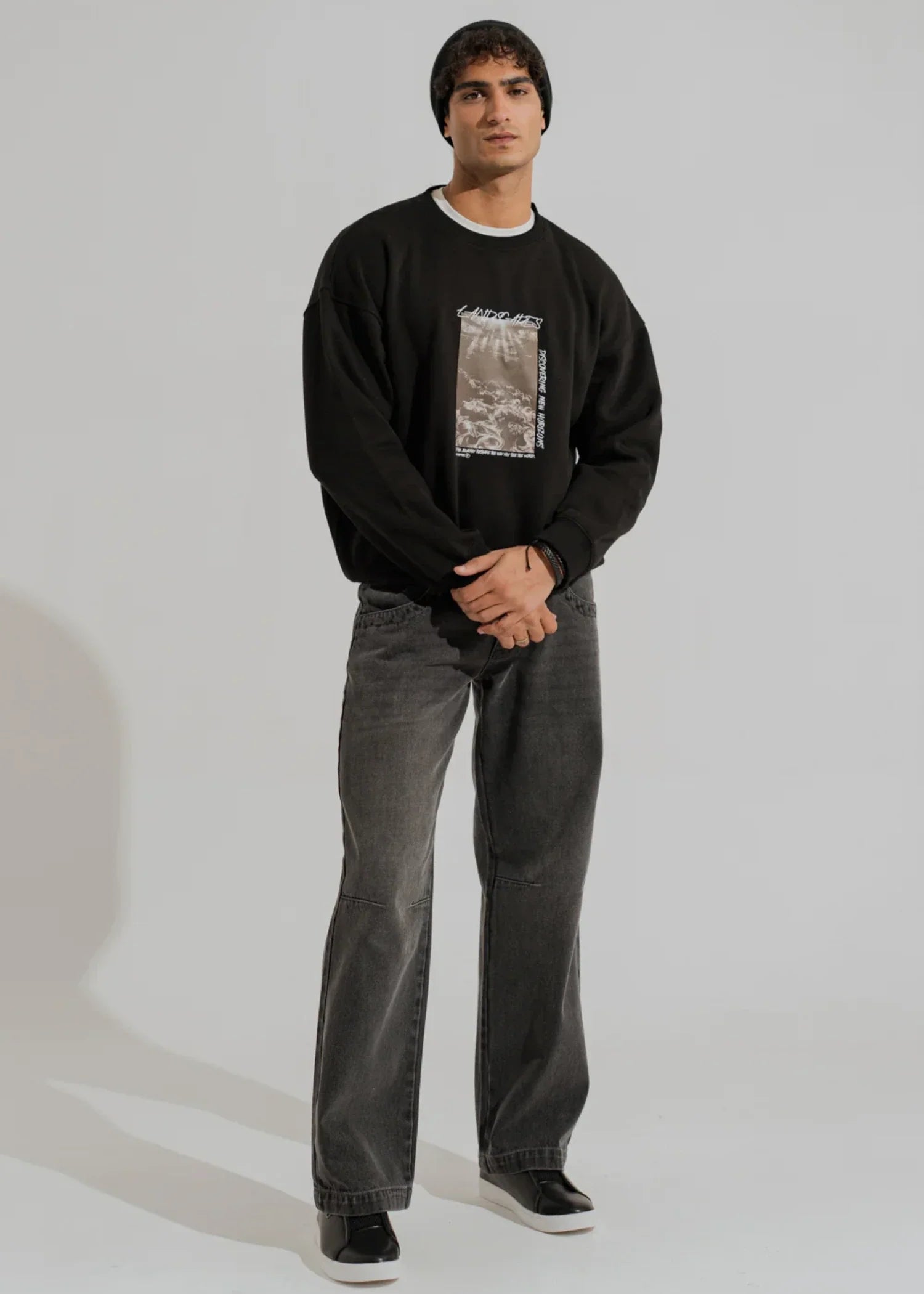 fleece Sweatshirt in Black