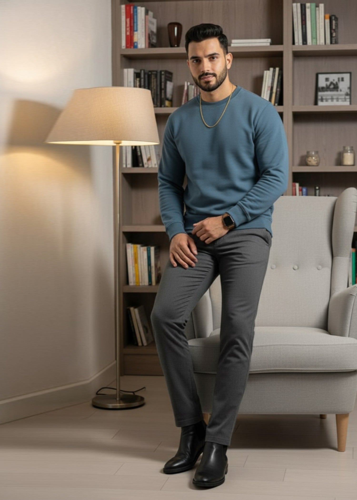 fleece Sweatshirt in Steel blue
