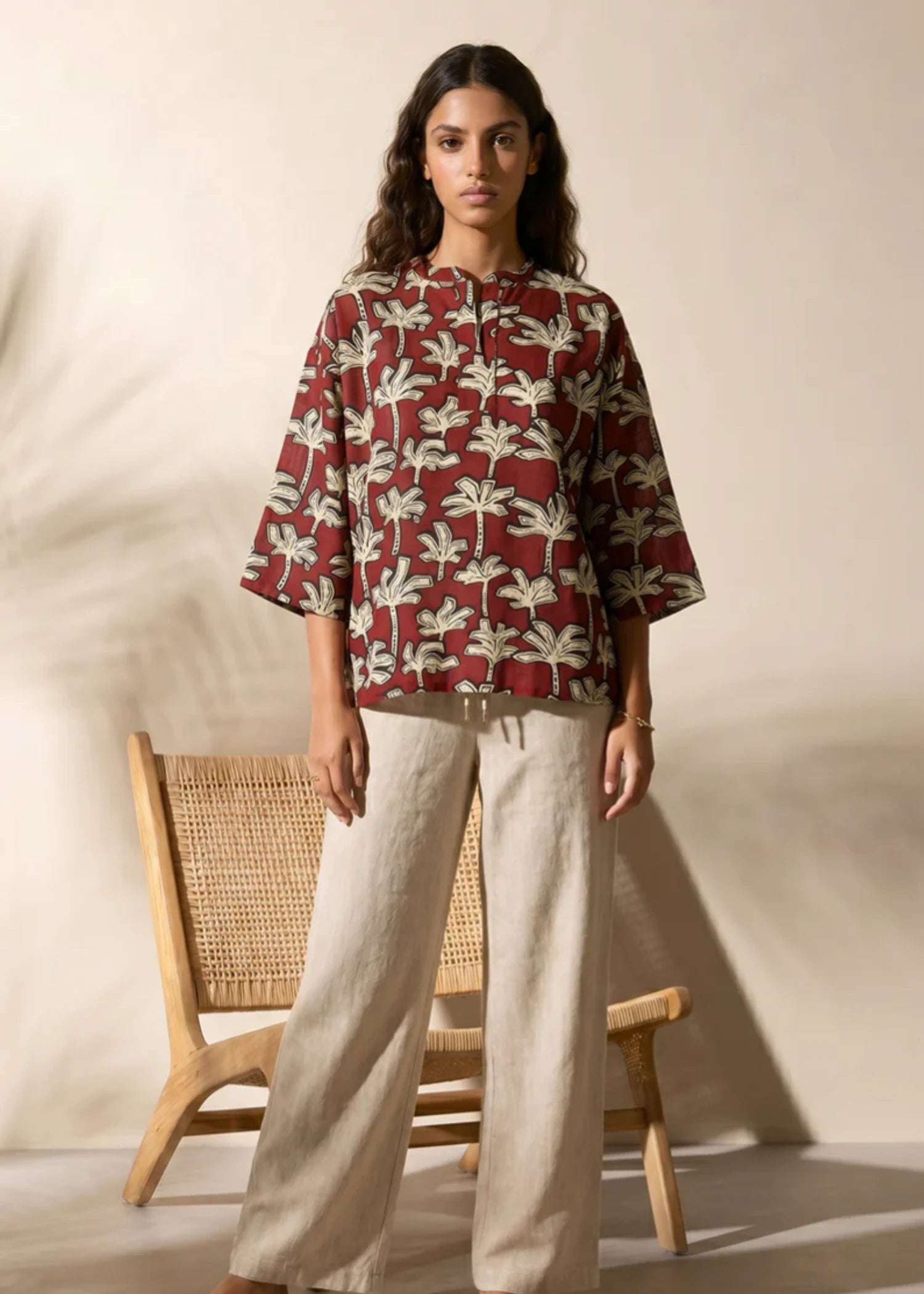 khaddar Top in Maroon