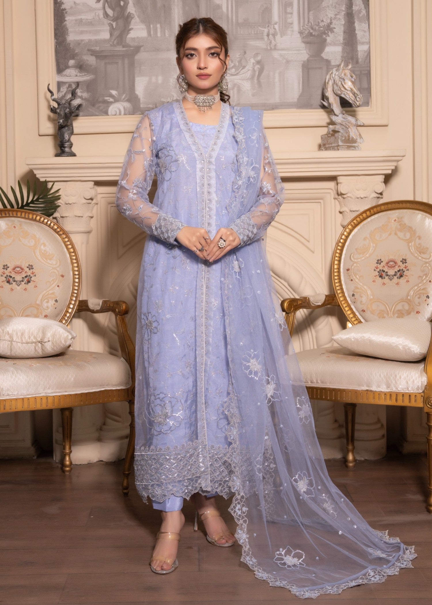 net Gown in Lavender mist