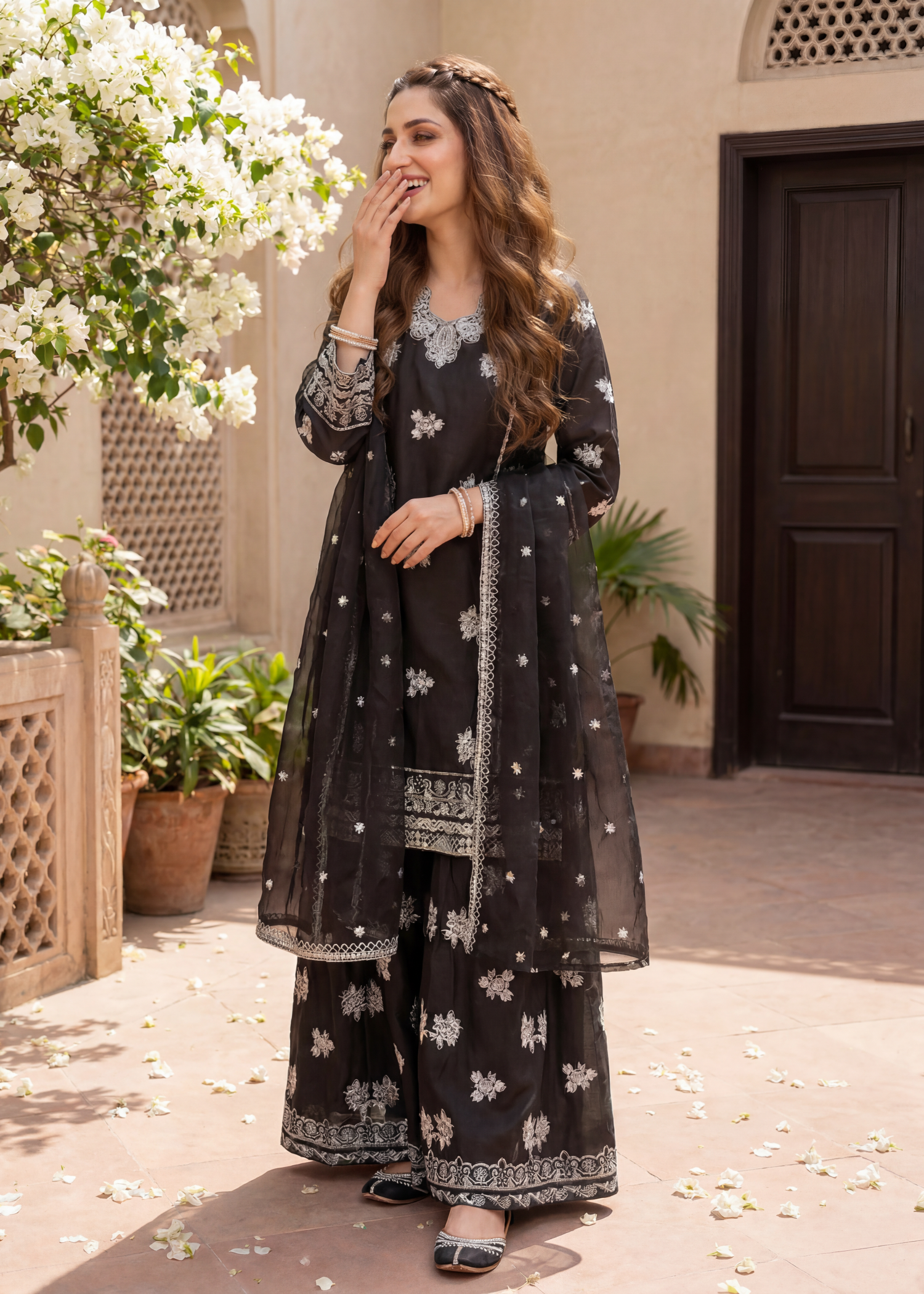 cotton Sharara in Black