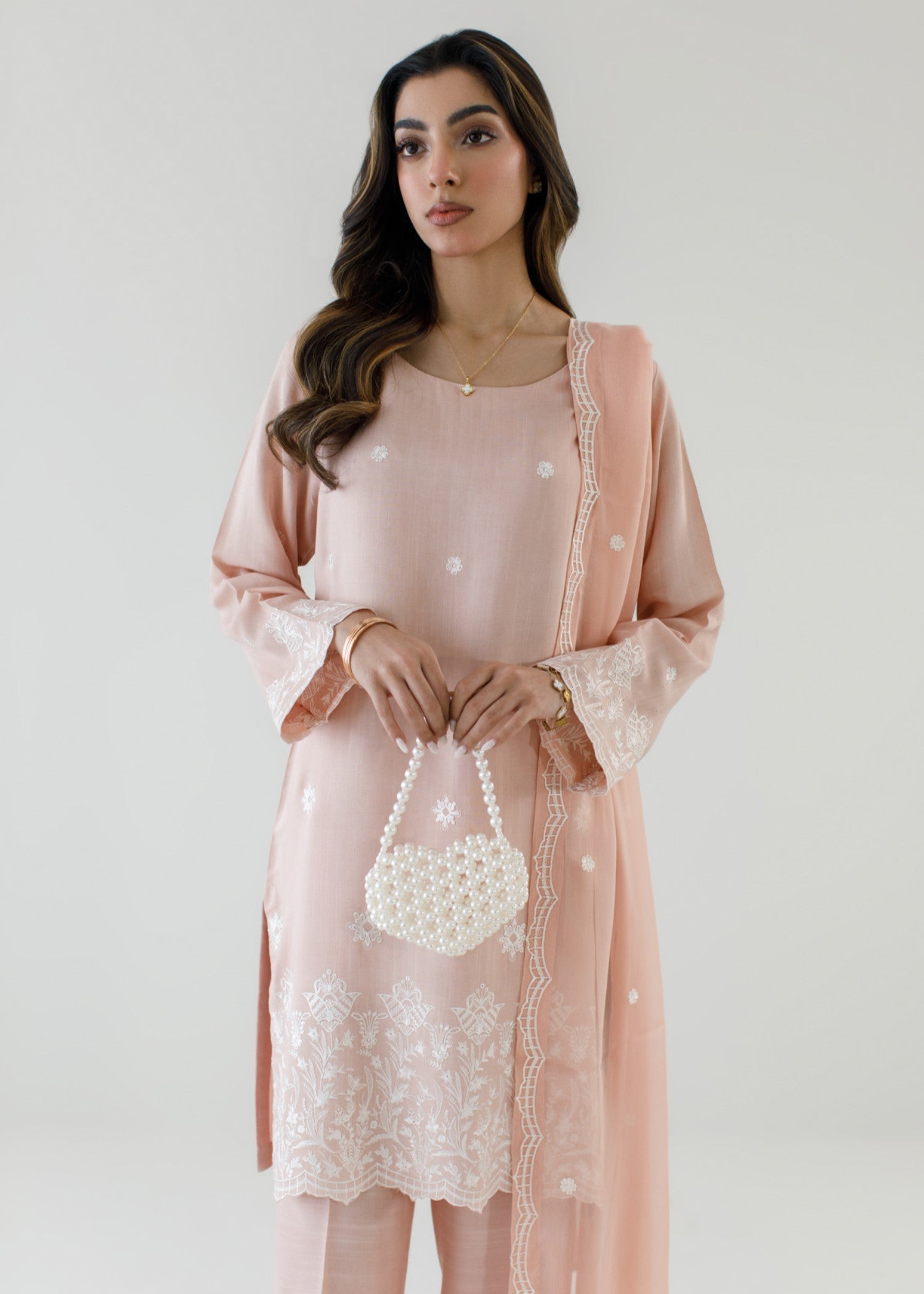 pk raw silk Kurta Set in Peach pink