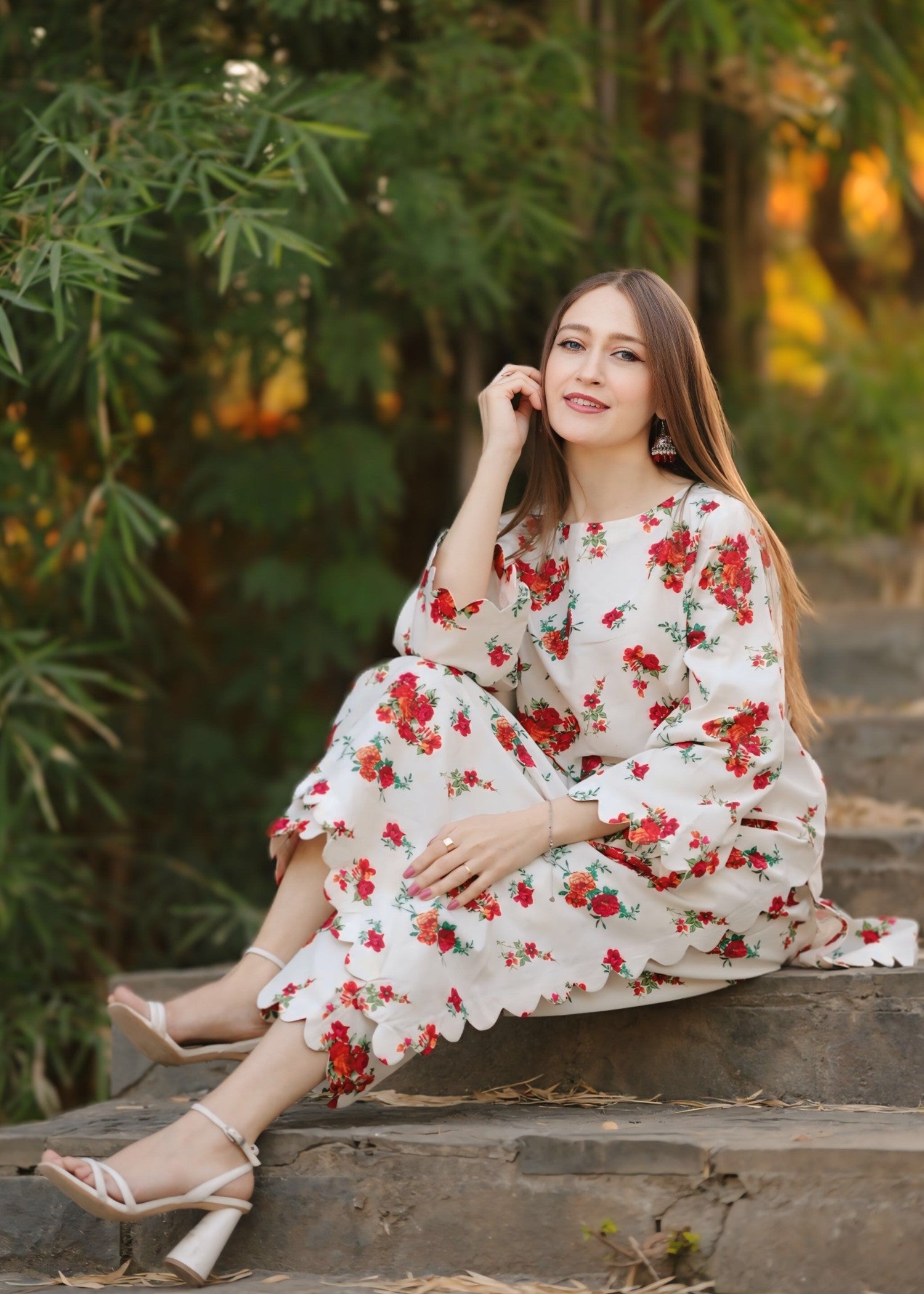 raw silk Co Ord Sets in Off-white, multi