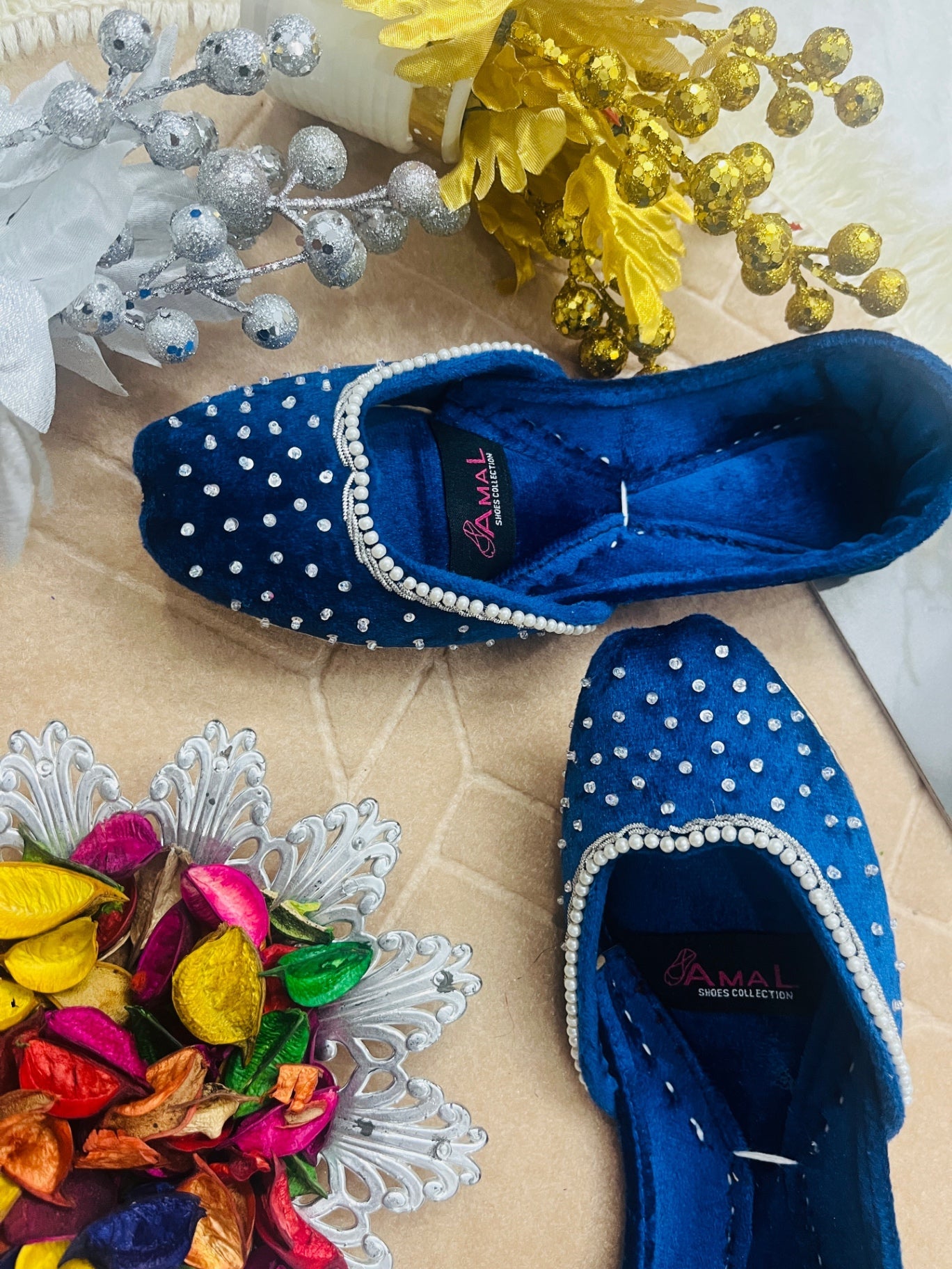Khussa in Royal blue by - High Quality Women Khussa TLK5515