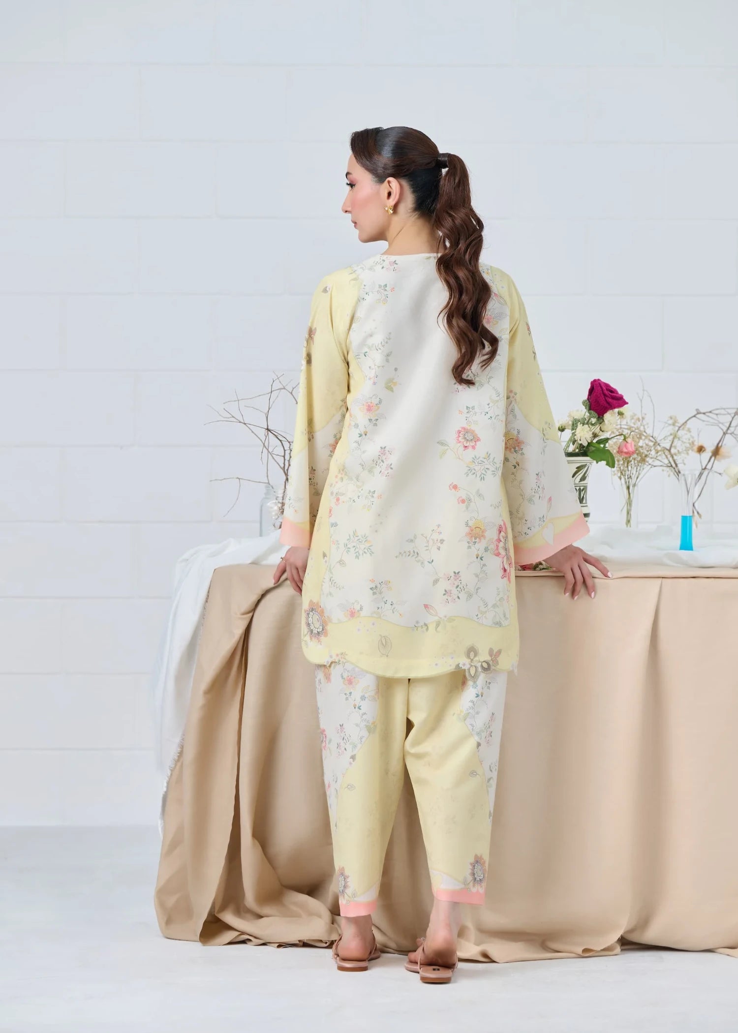 raw silk Co Ord Sets in White, light yellow