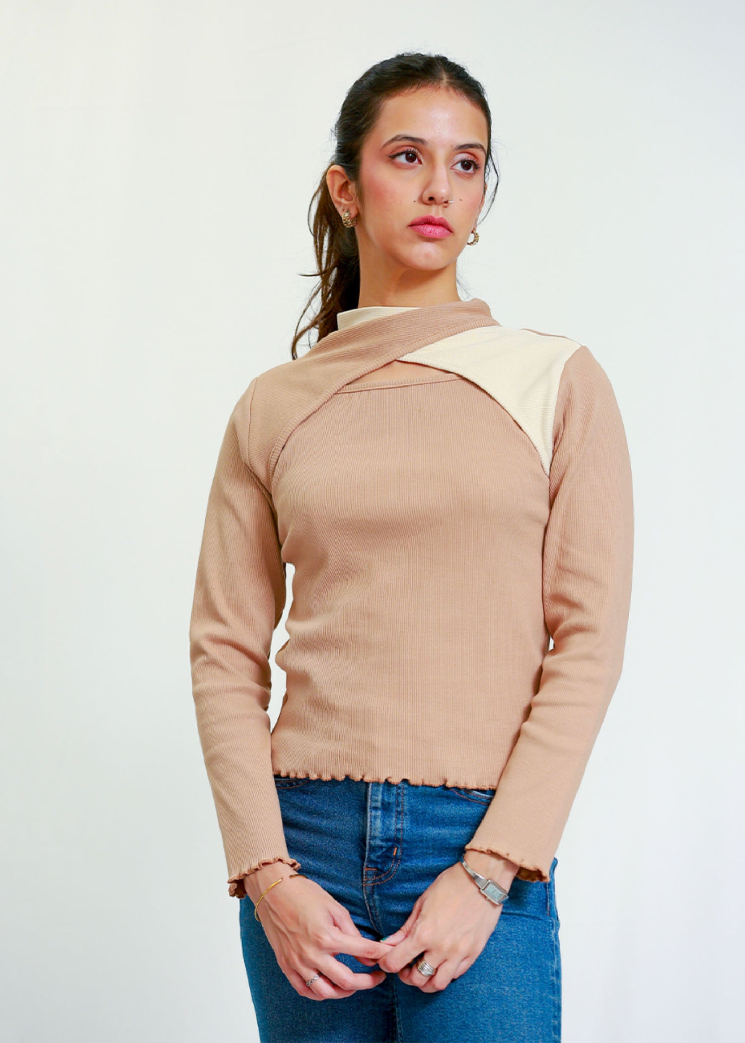 cotton Blouse in Beige