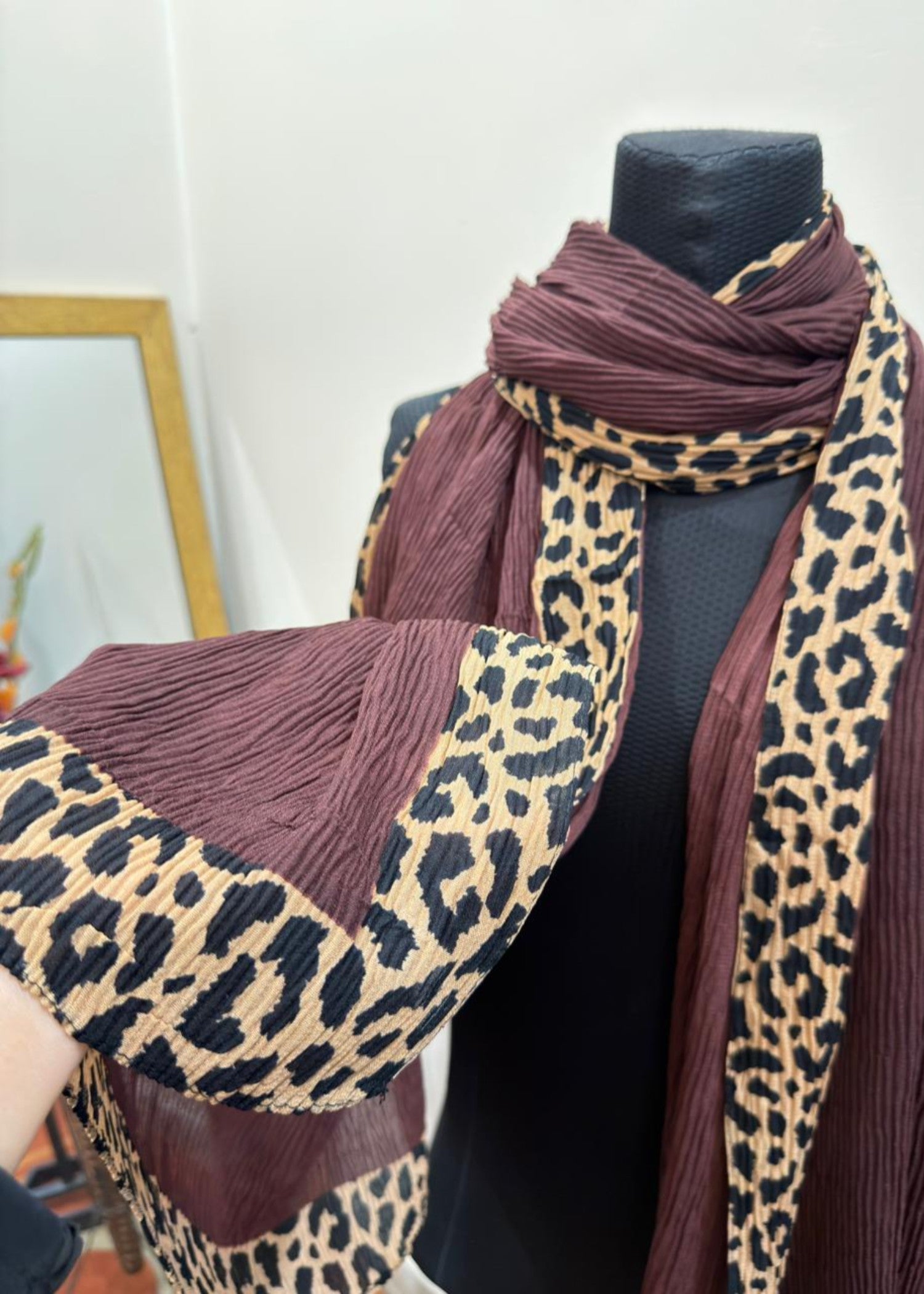 textured lawn Hijab in Chocolate brown