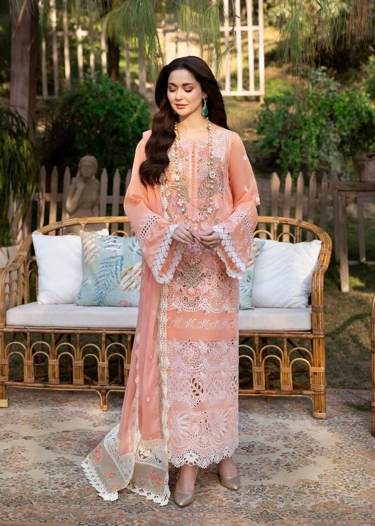 voile Unstitched in Peach pink