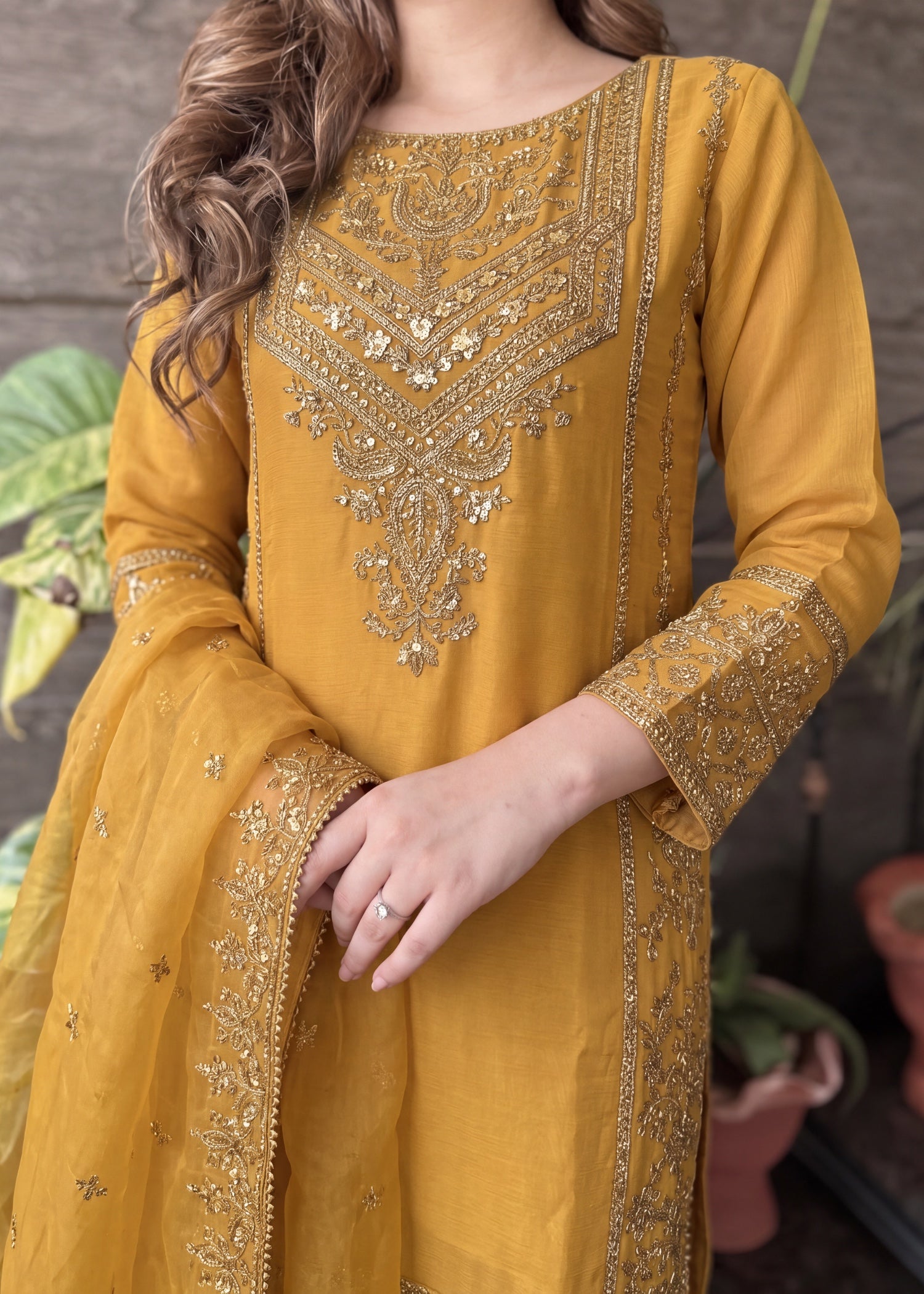 chiffon Sharara in Mustard