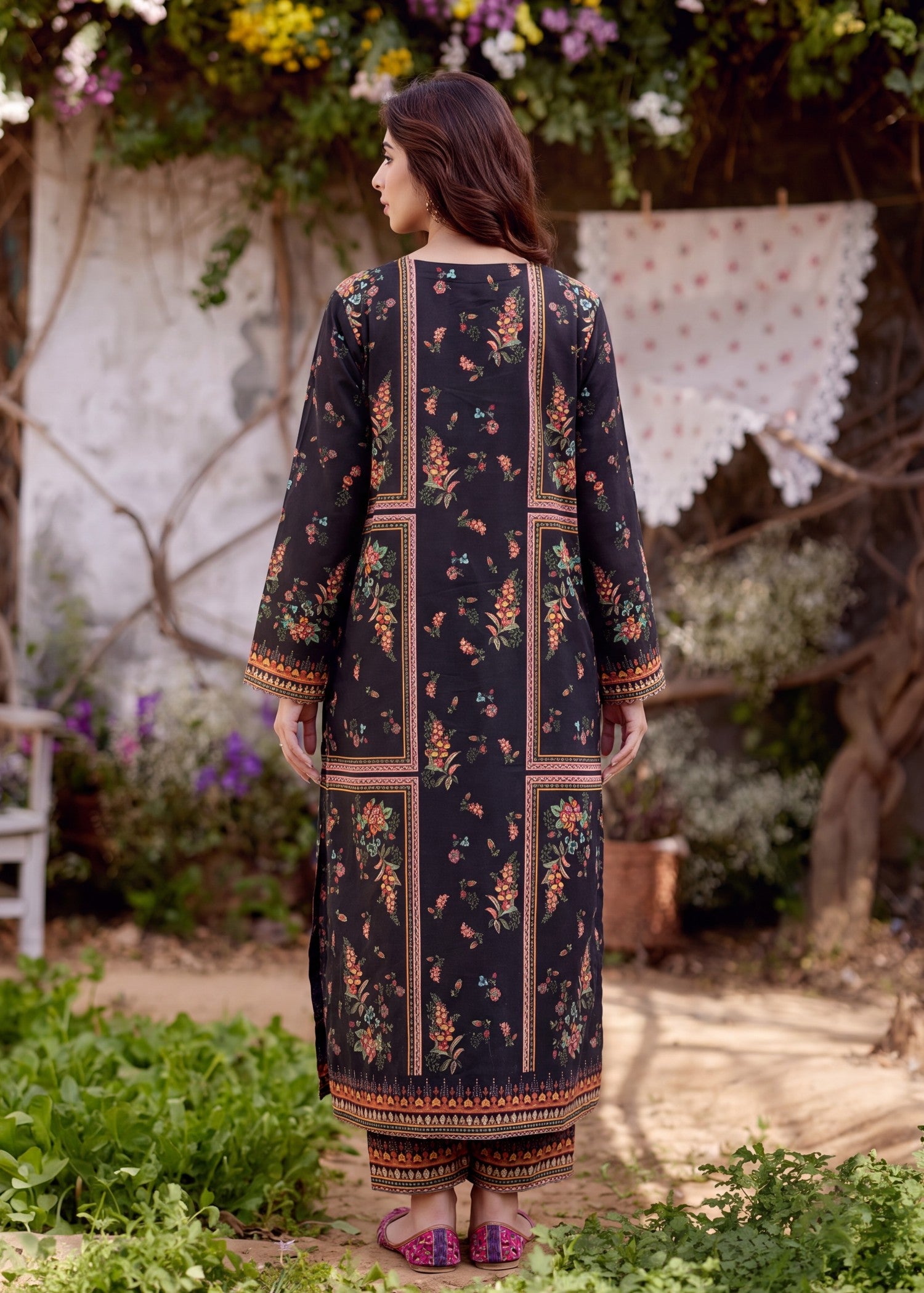 lawn Kurta Set in Twilight blue