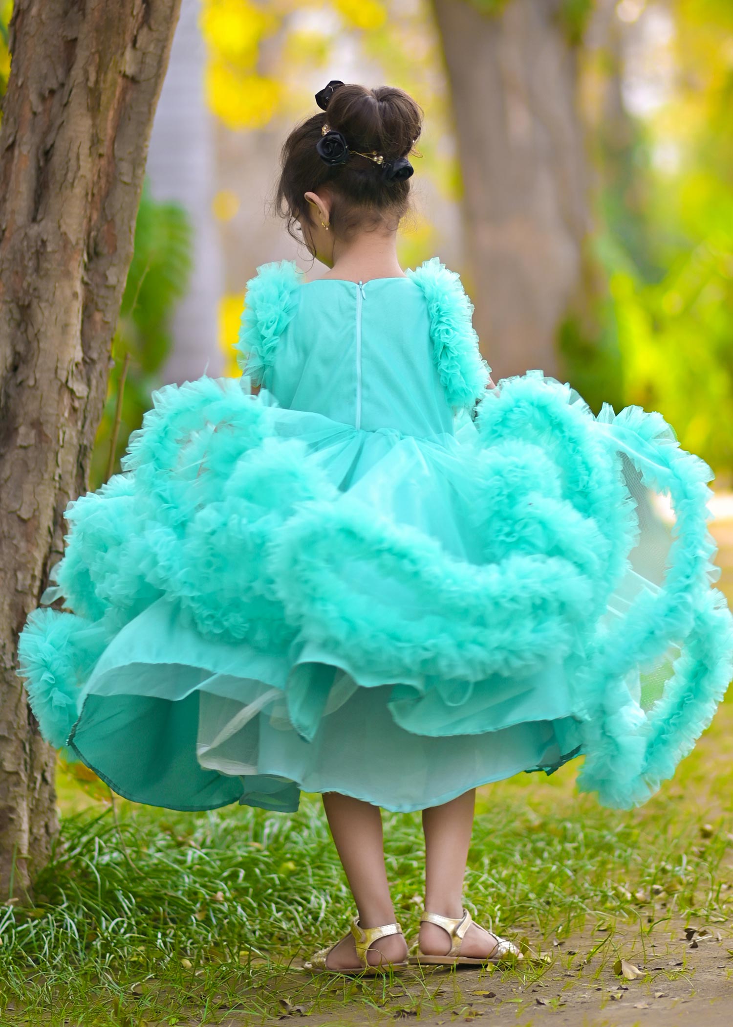 net Frock in Aquamarine