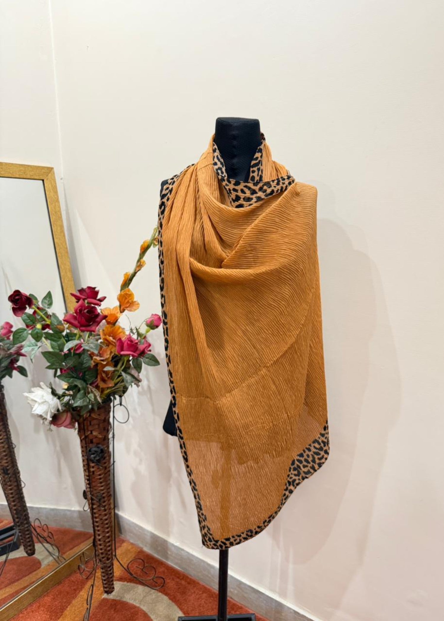 textured lawn Hijab in Yellow-orange
