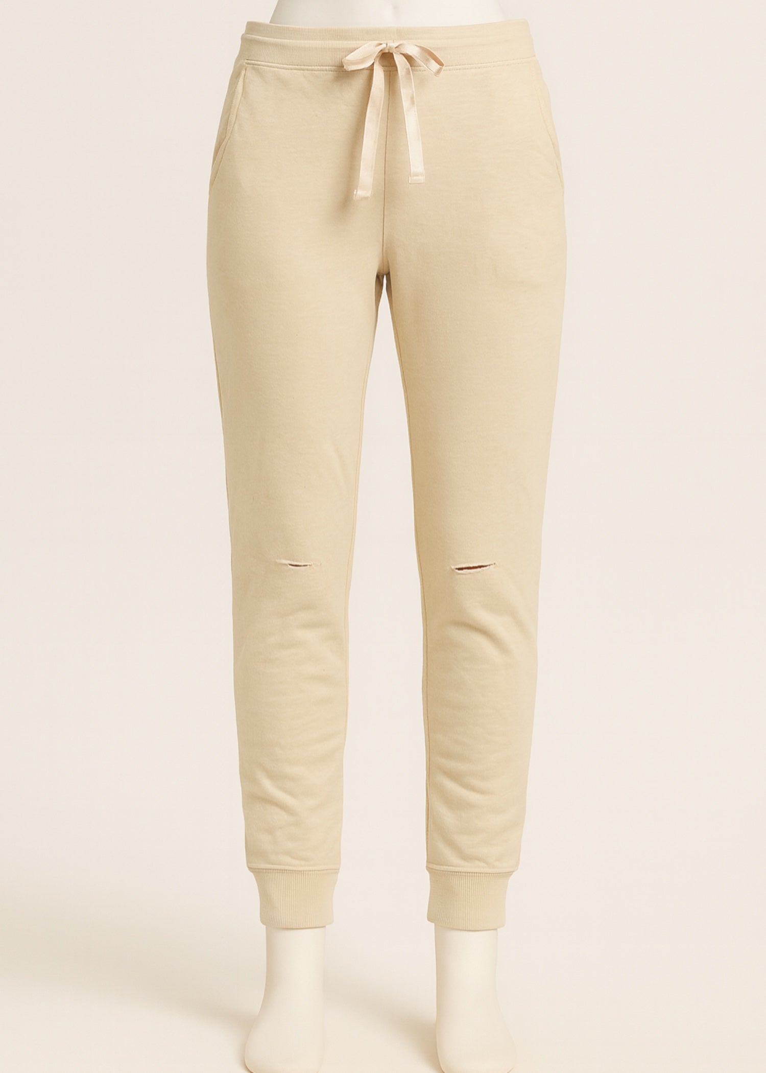 jersey knit Trousers in Beige