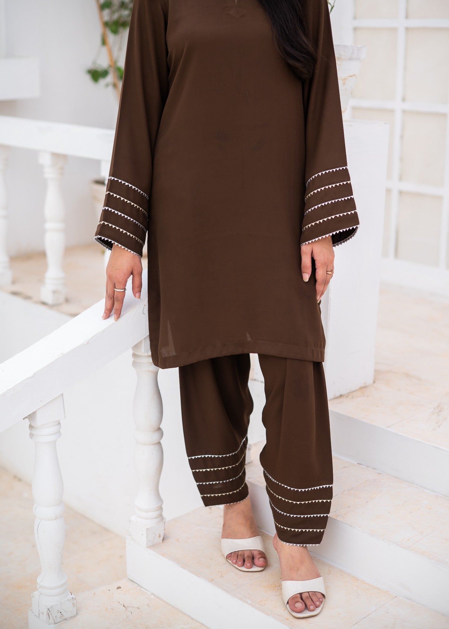 georgette Co Ord Sets in Coffee brown